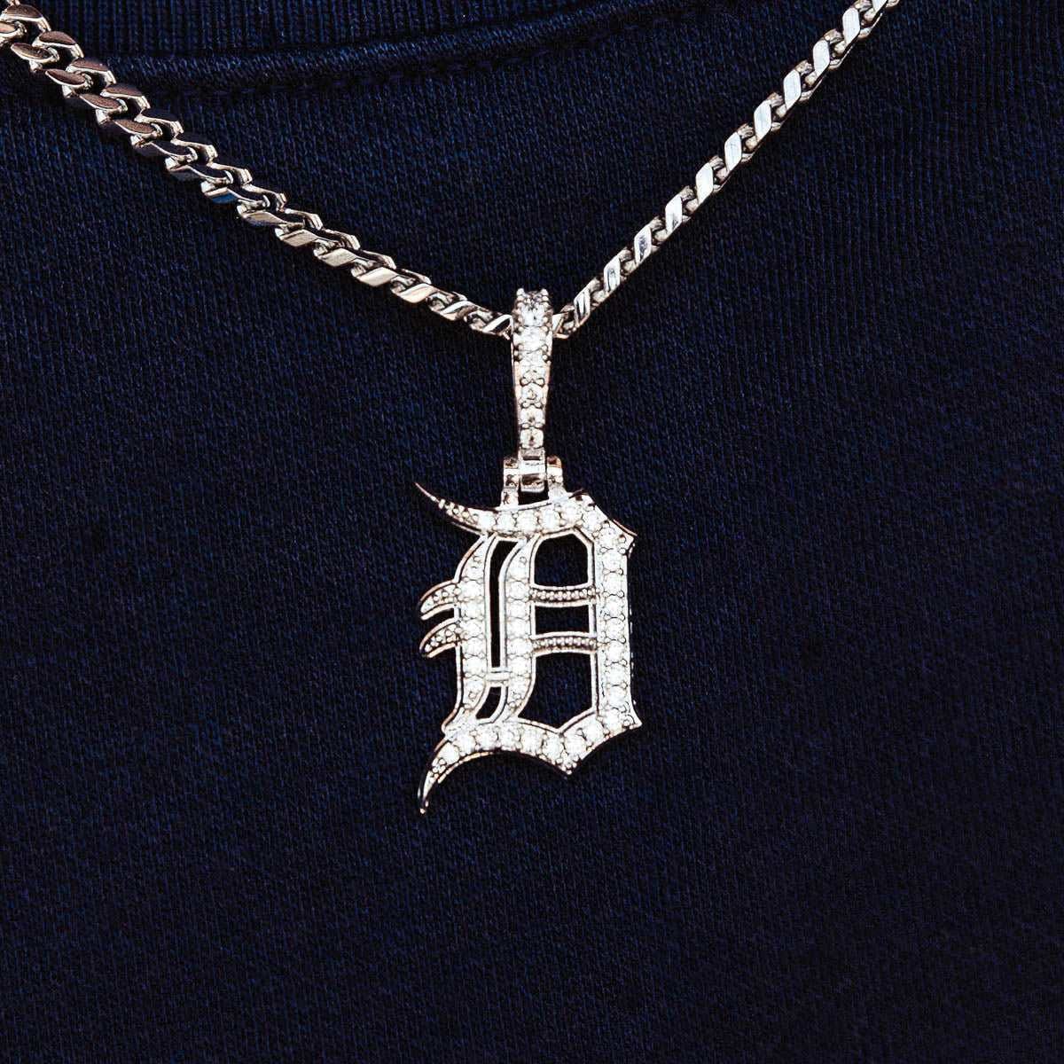 GLD PROMO Detroit Tigers Official MLB Micro Logo Pendant in White Gold