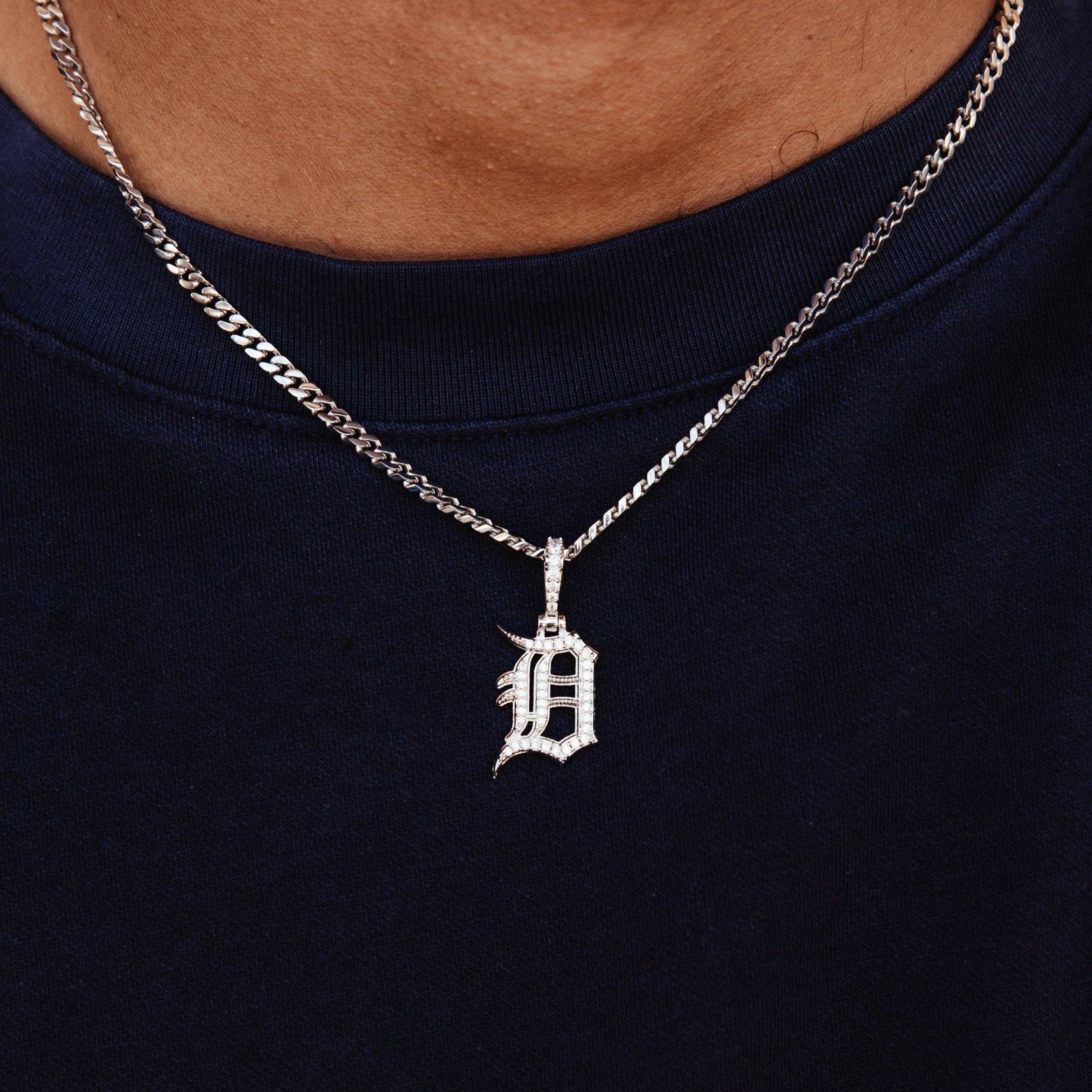 GLD PROMO Detroit Tigers Official MLB Micro Logo Pendant in White Gold