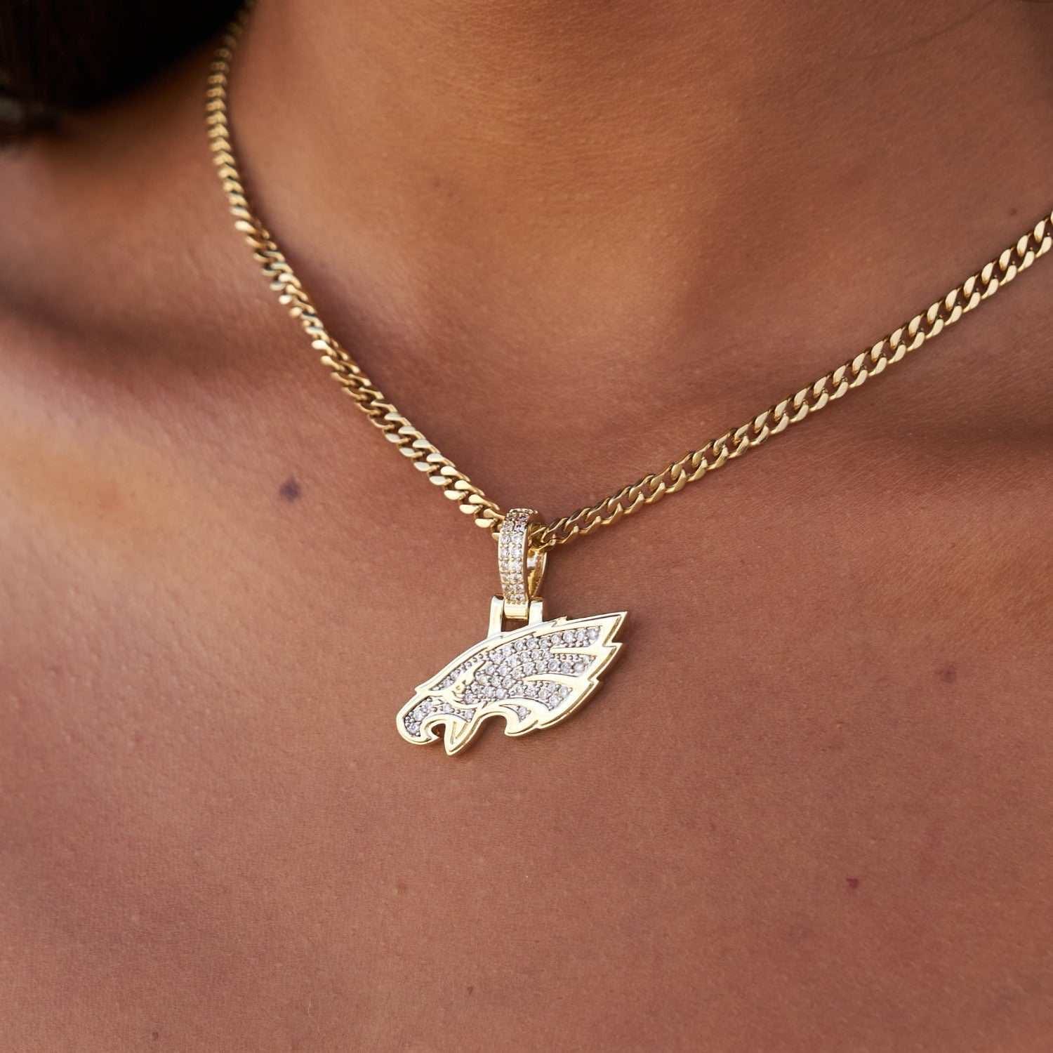 GLD PROMO - WOMEN Philadelphia Eagles Official NFL Micro Logo Pendant - Yellow Gold