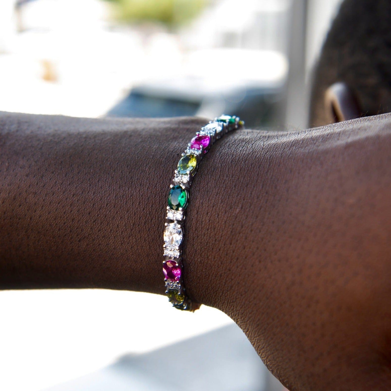 GLD PROMO Multicolor Mixed Oval Cut Tennis Bracelet - 5 mm
