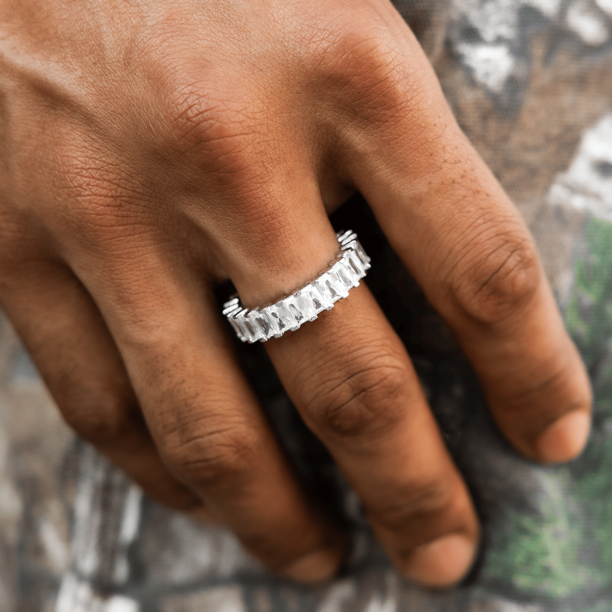 GLD PROMO Baguette Ring in White Gold Vermeil