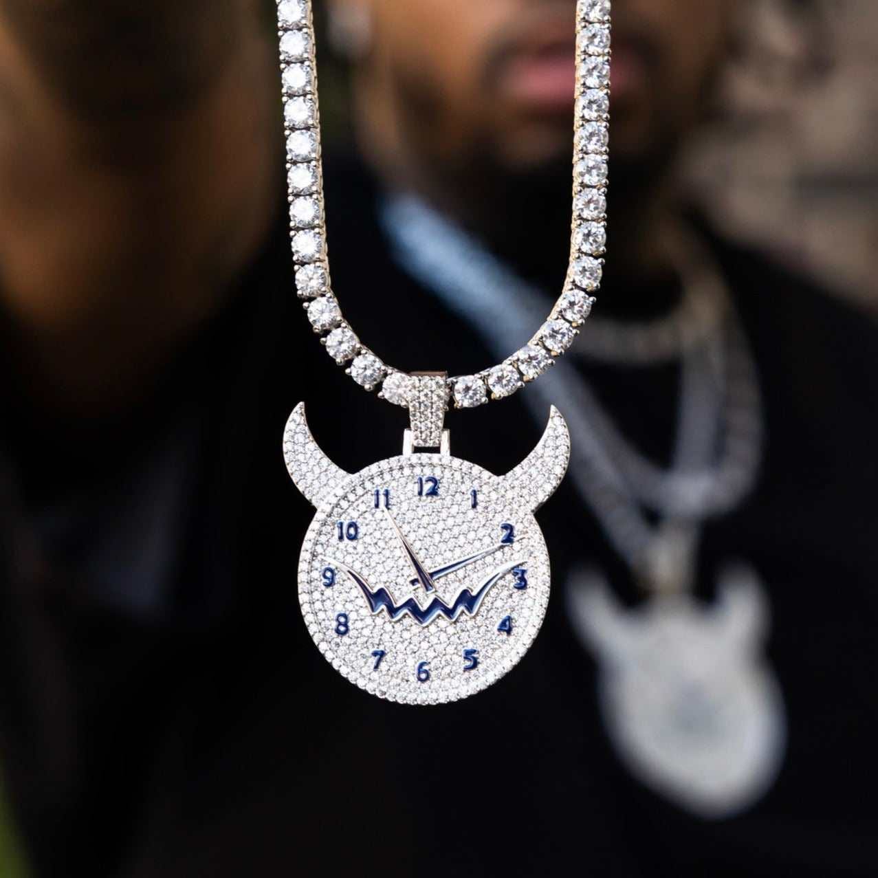 GLD PROMO Fivio Demon Time Pendant - White Gold