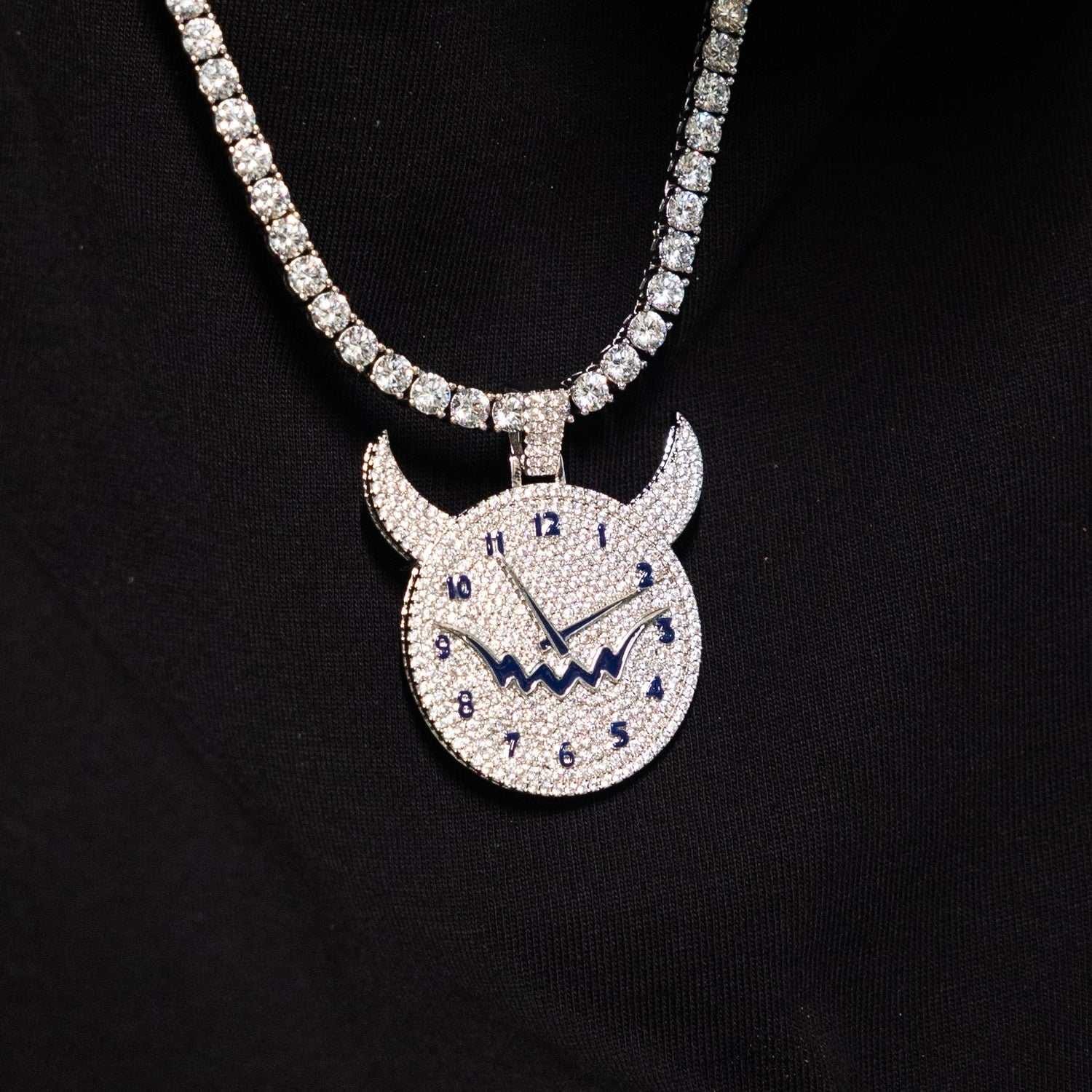 GLD PROMO Fivio Demon Time Pendant - White Gold