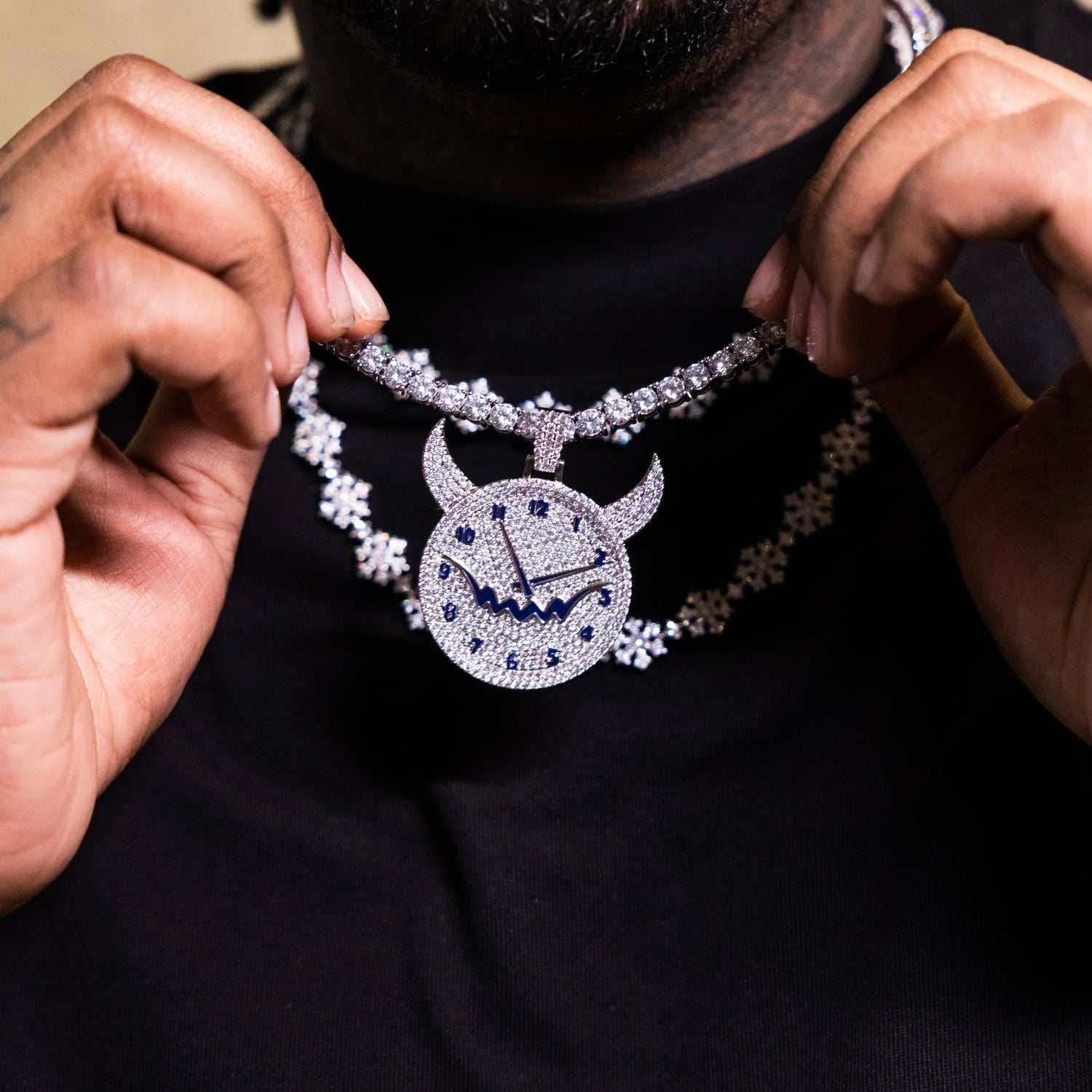 GLD PROMO Fivio Demon Time Pendant - White Gold