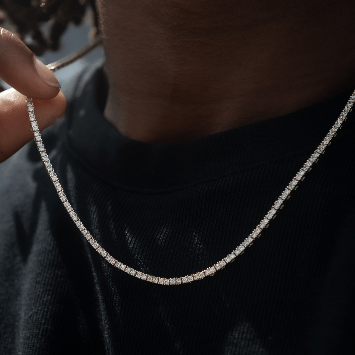 GLD Men GLD Diamond Tennis Chain in Yellow Gold - 2 mm