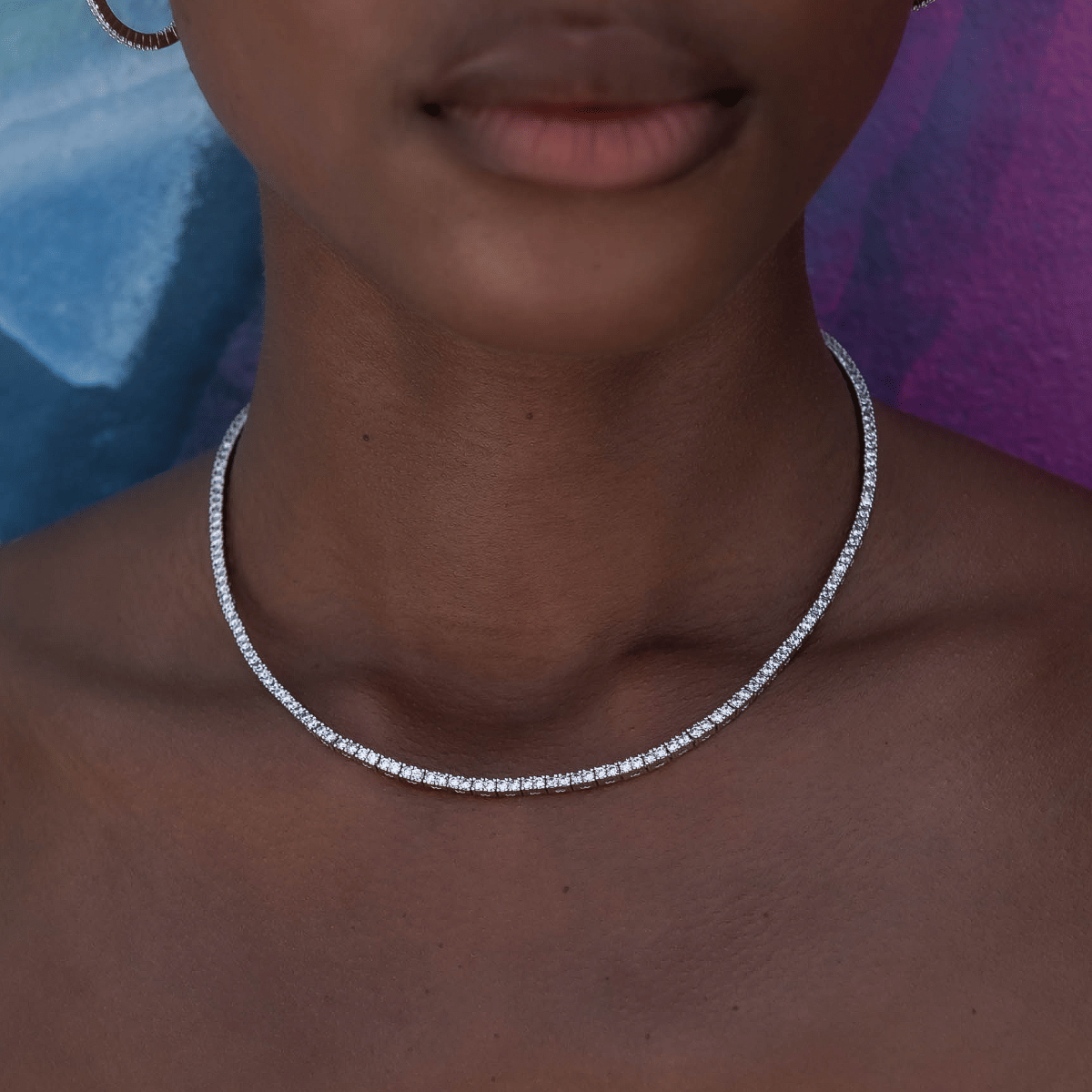 GLD Women GLD Diamond Tennis Necklace in White Gold - 2 mm