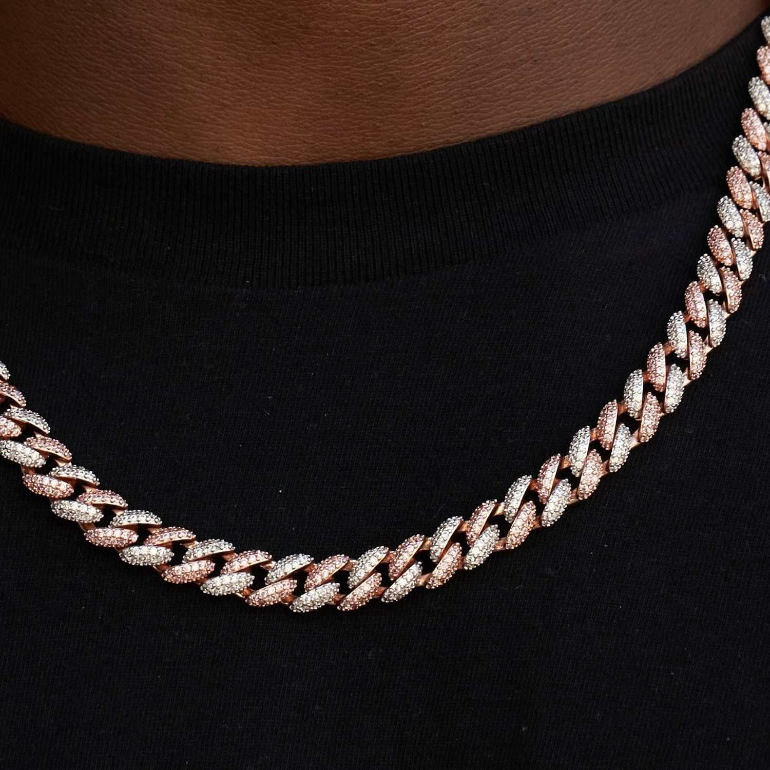 GLD Men GLD Diamond Cuban Chain in Rose/White Gold - 8.5 mm
