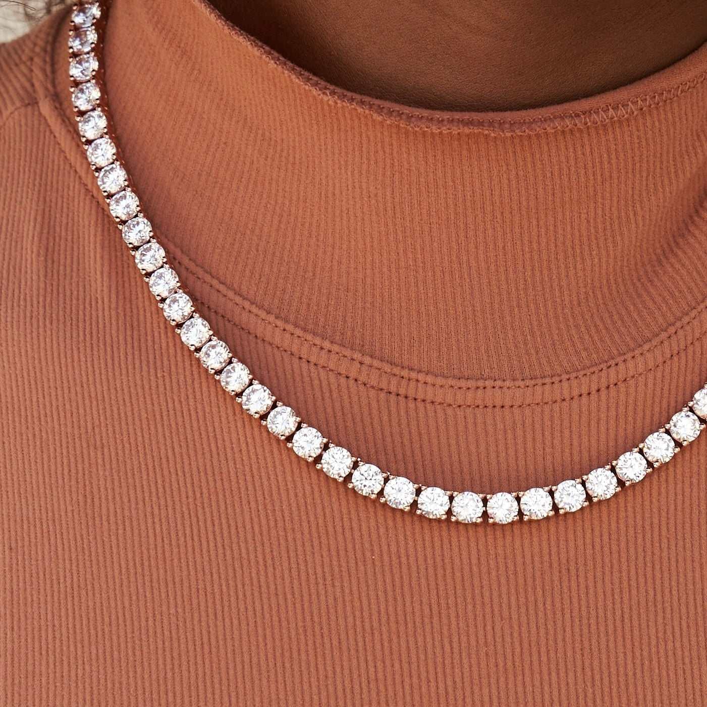 GLD Women GLD Diamond Tennis Necklace in Rose Gold - 5 mm