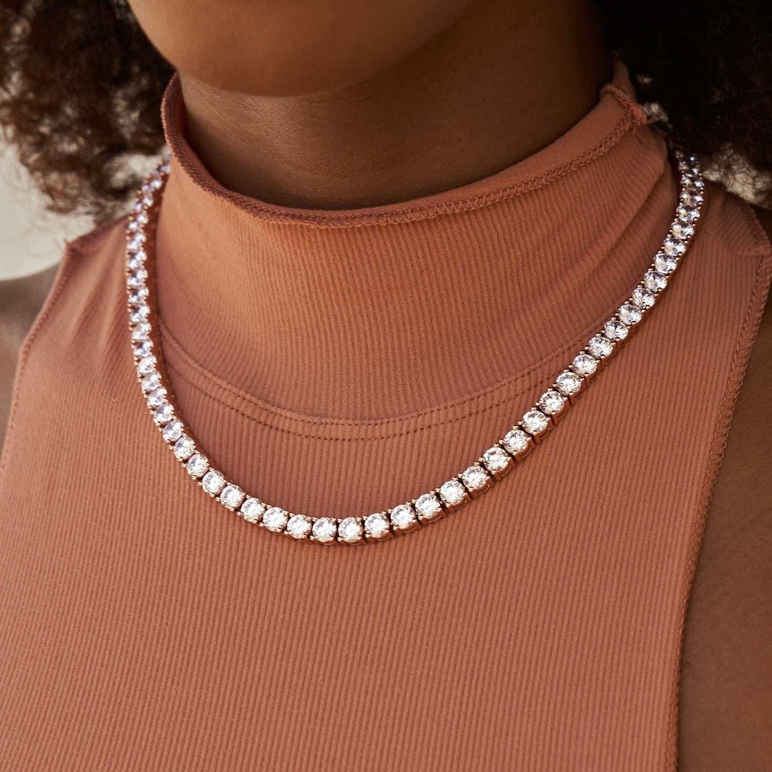 GLD Women GLD Diamond Tennis Necklace in Rose Gold - 5 mm