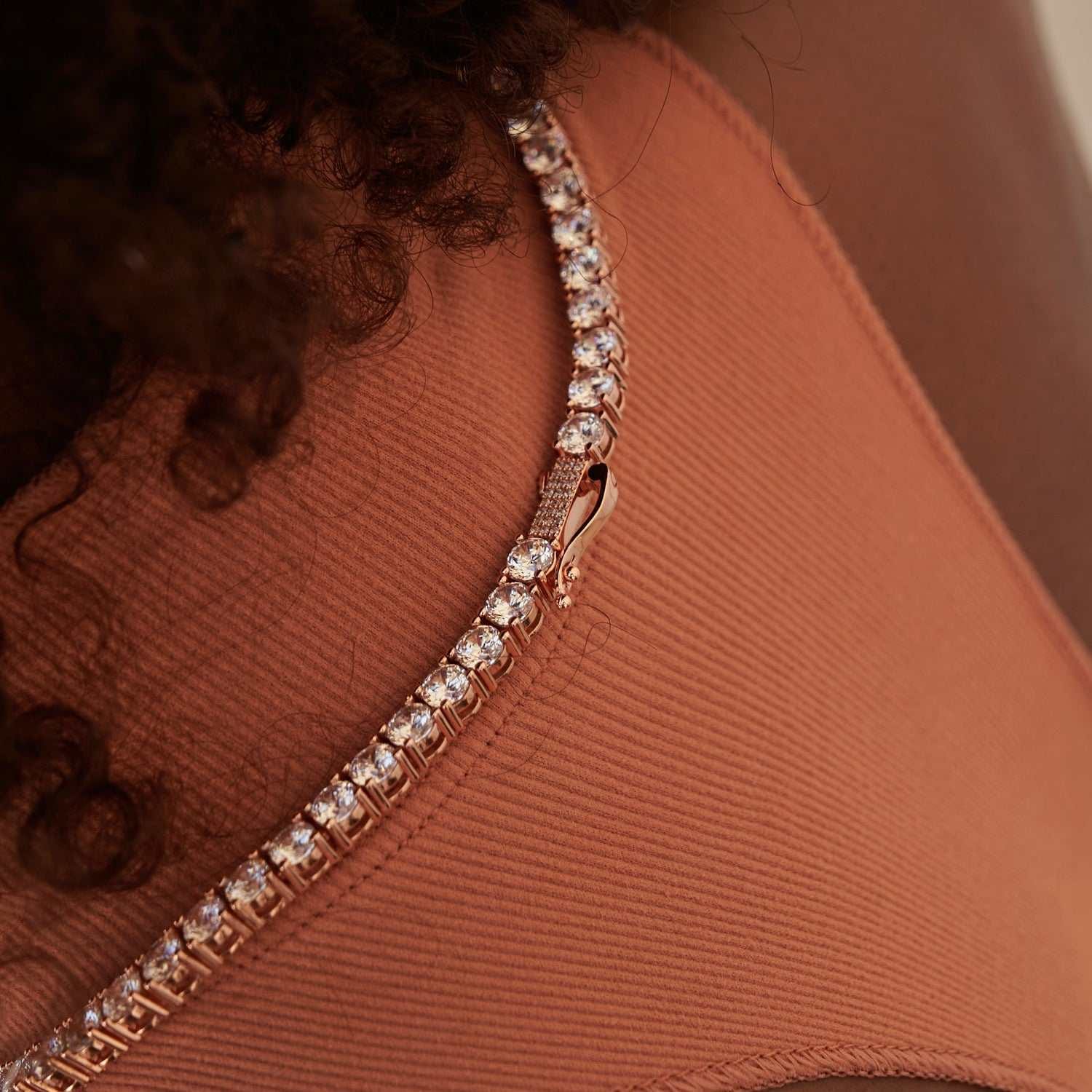 GLD Women GLD Diamond Tennis Necklace in Rose Gold - 5 mm