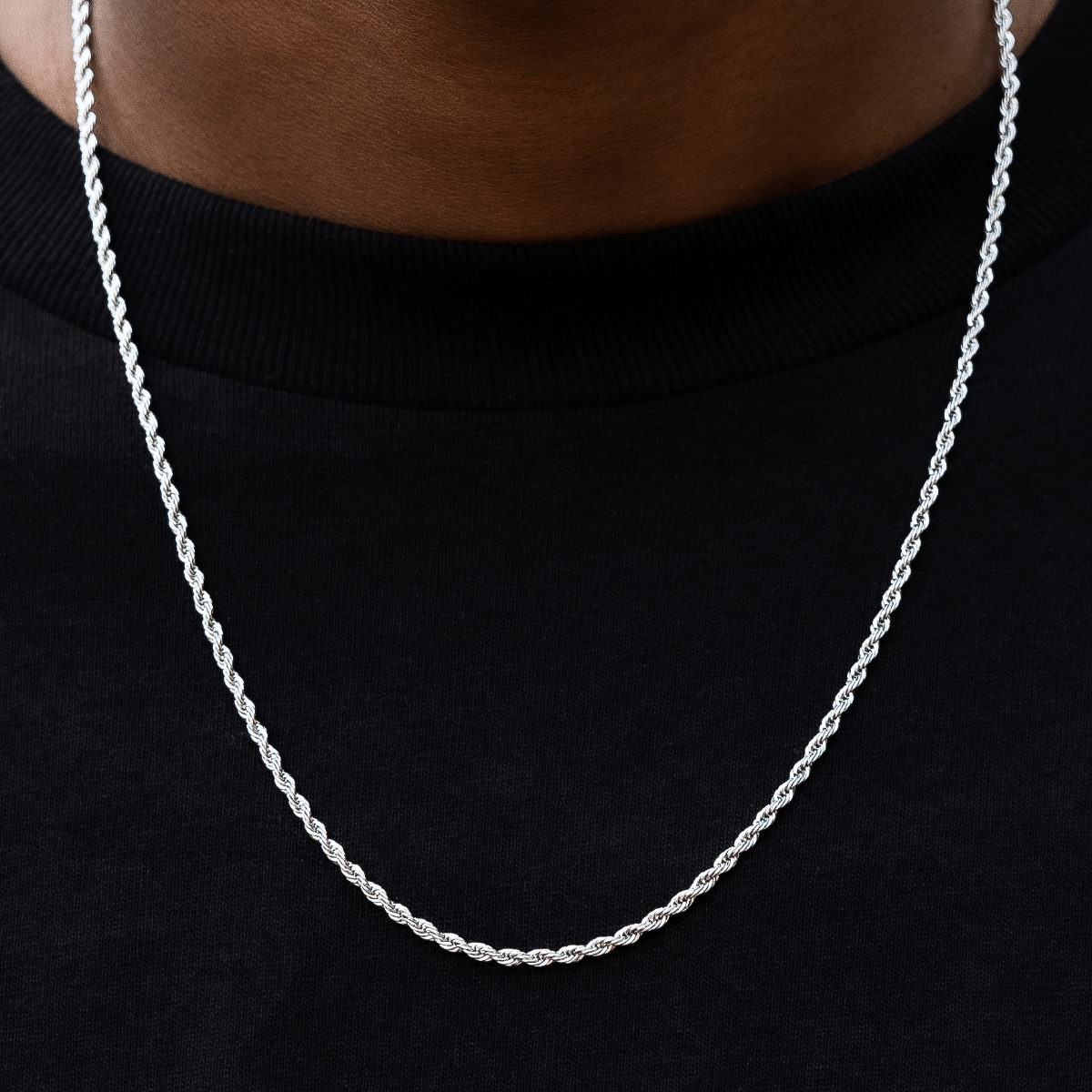 GLD Men GLD Rope Chain in White Gold - 2 mm