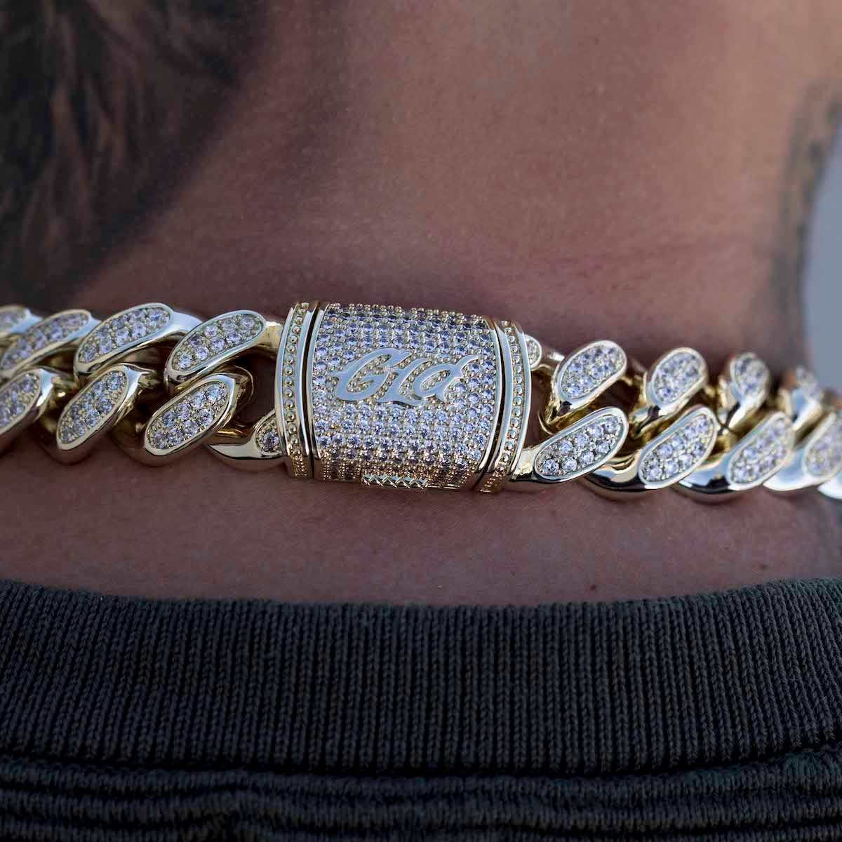 GLD Men GLD Diamond Cuban Link Chain in Yellow Gold - 19 mm
