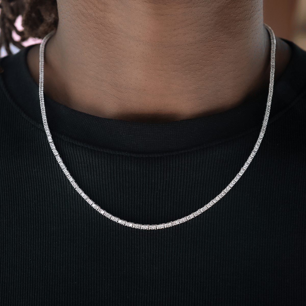 GLD Men GLD Diamond Tennis Chain in White Gold - 2 mm