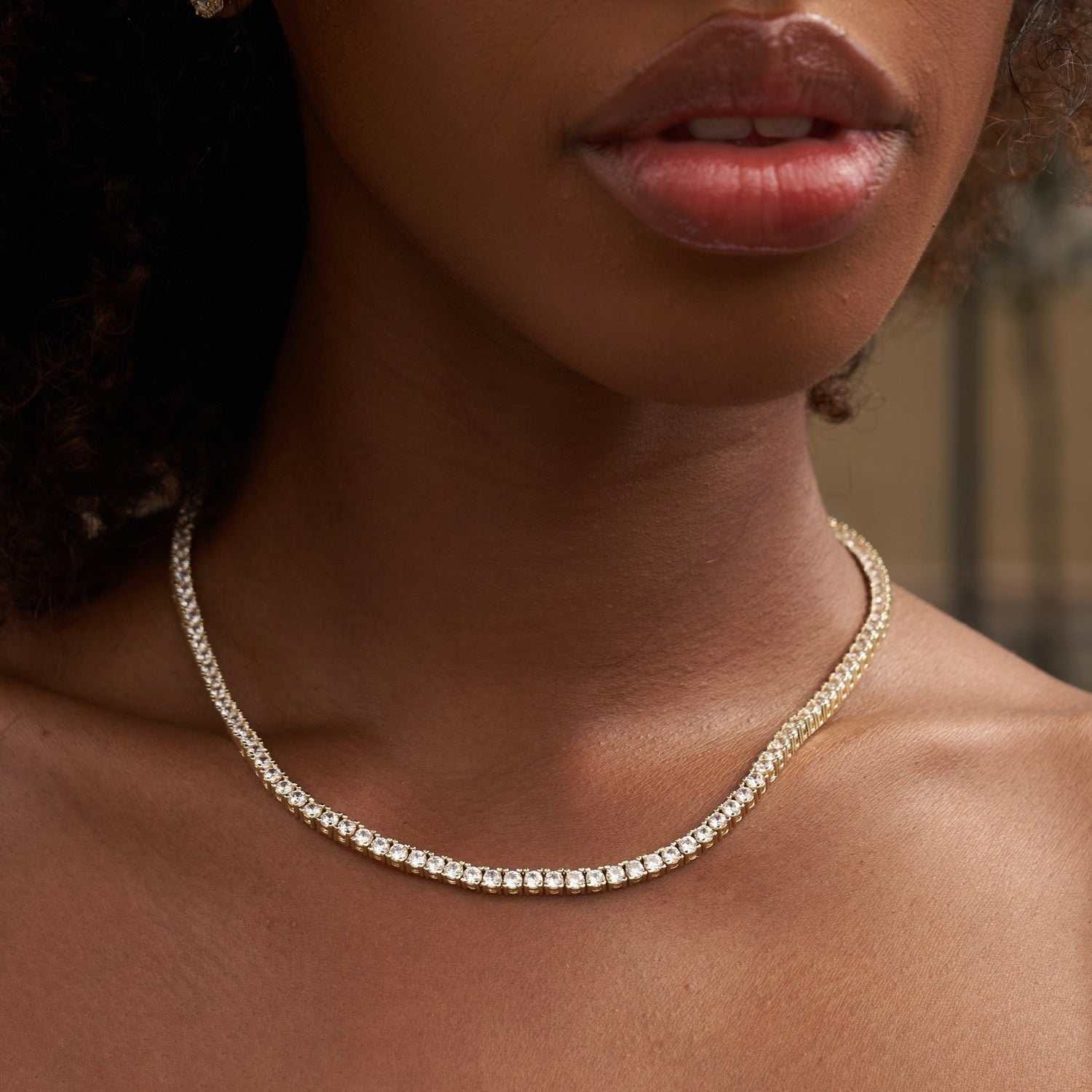 GLD Women GLD Diamond Tennis Necklace in Yellow Gold - 3 mm