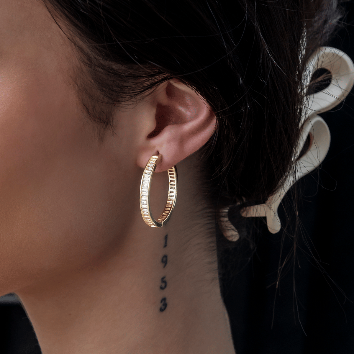 GLD Women GLD Baguette Hoop Earrings in Yellow Gold