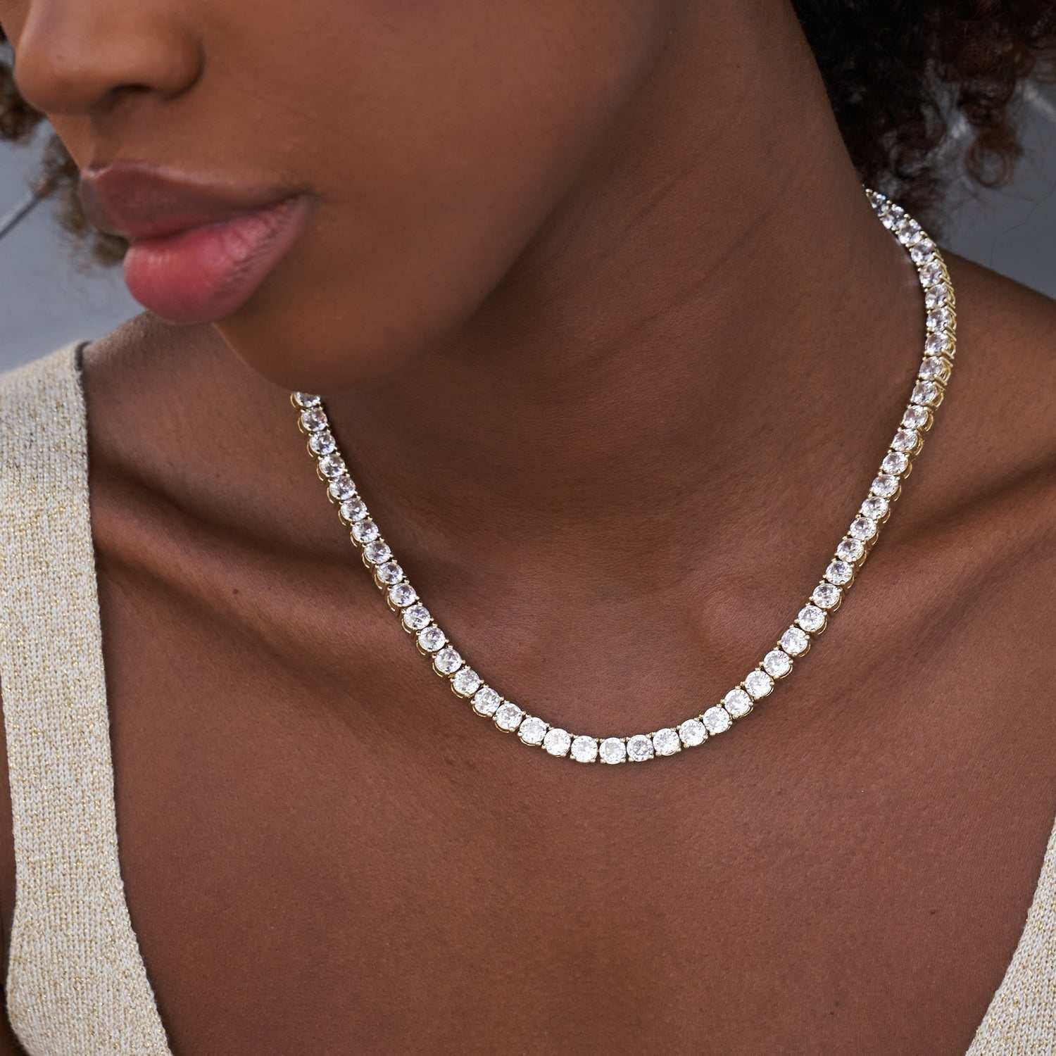 GLD Women GLD Diamond Tennis Necklace in Yellow Gold - 5 mm