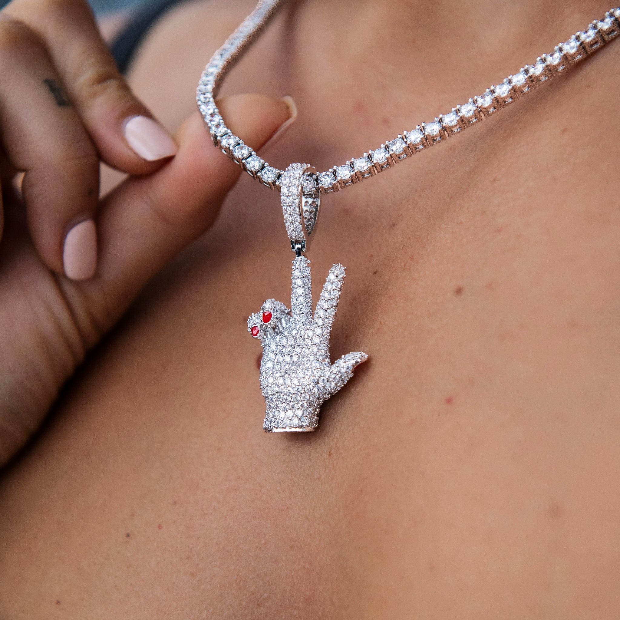 GLD Women GLD x Ryan Williams Peace Sign Pendant in White Gold