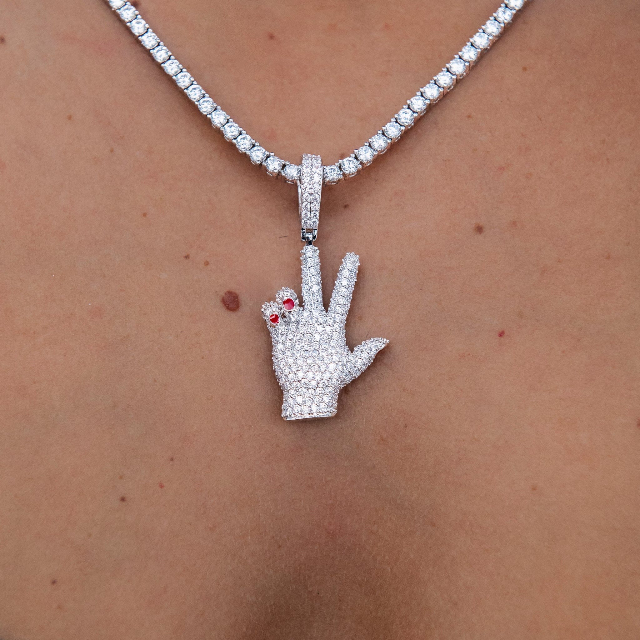 GLD Women GLD x Ryan Williams Peace Sign Pendant in White Gold