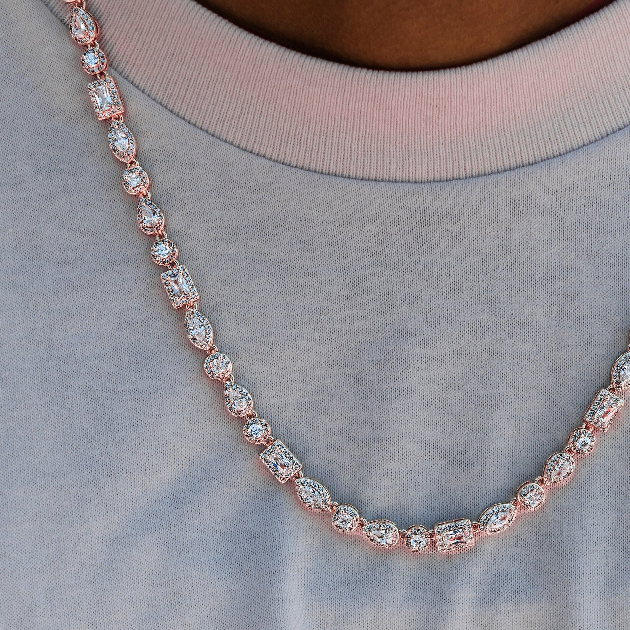 GLD Men Mixed Diamond Pave Chain in Rose Gold