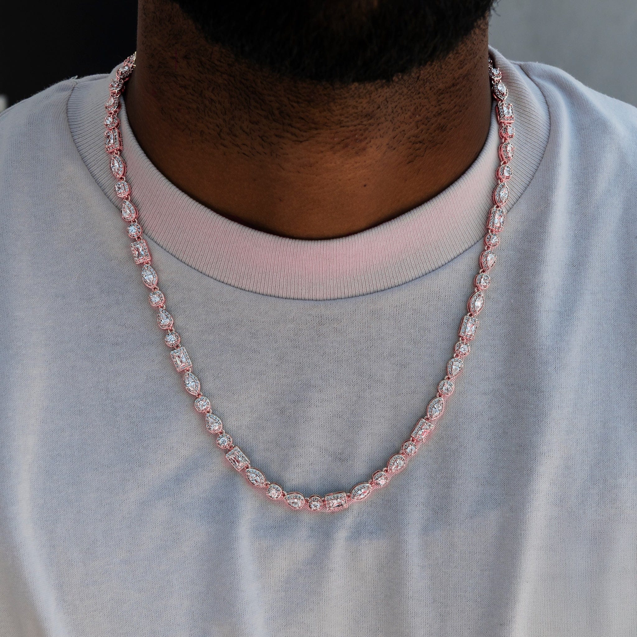 GLD Men Mixed Diamond Pave Chain in Rose Gold
