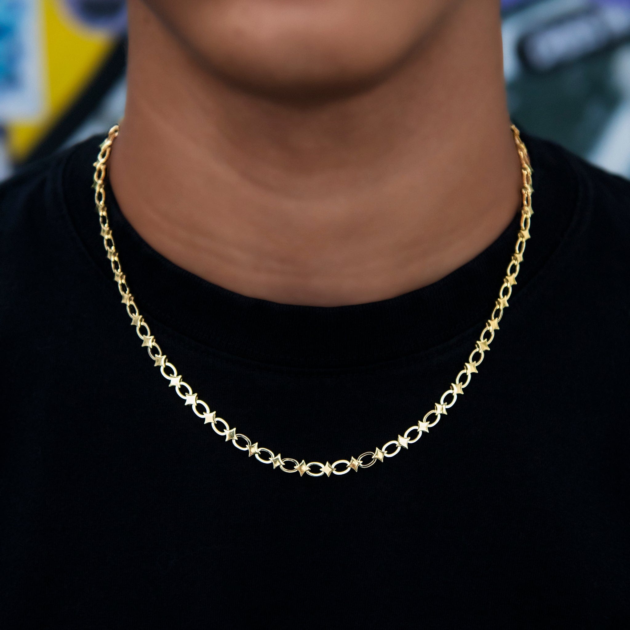 GLD Men Star Cable Link Chain in Yellow Gold