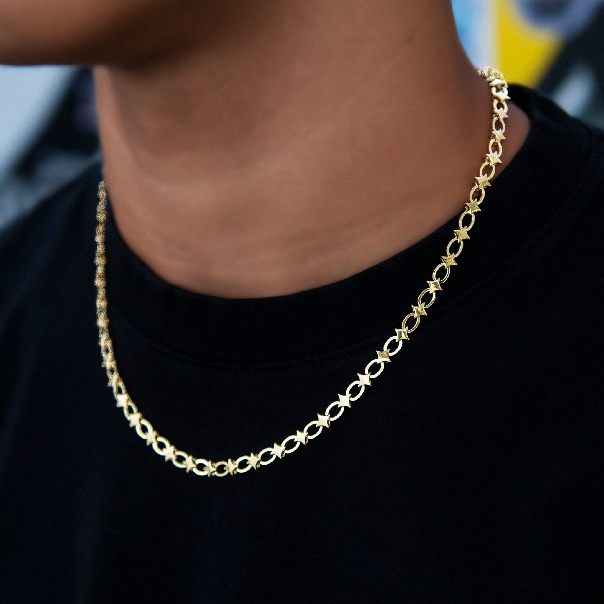 GLD Men Star Cable Link Chain in Yellow Gold