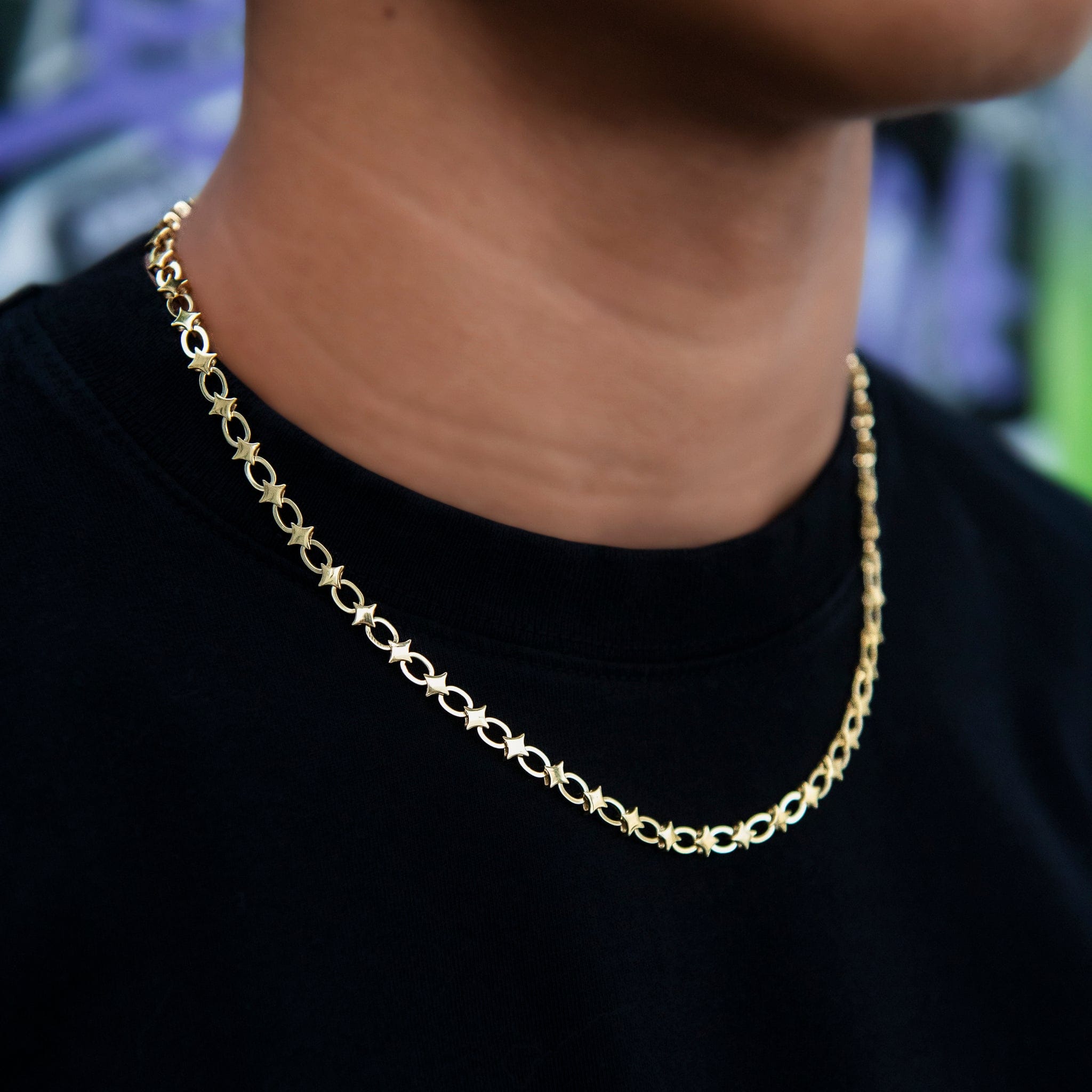 GLD Men Star Cable Link Chain in Yellow Gold