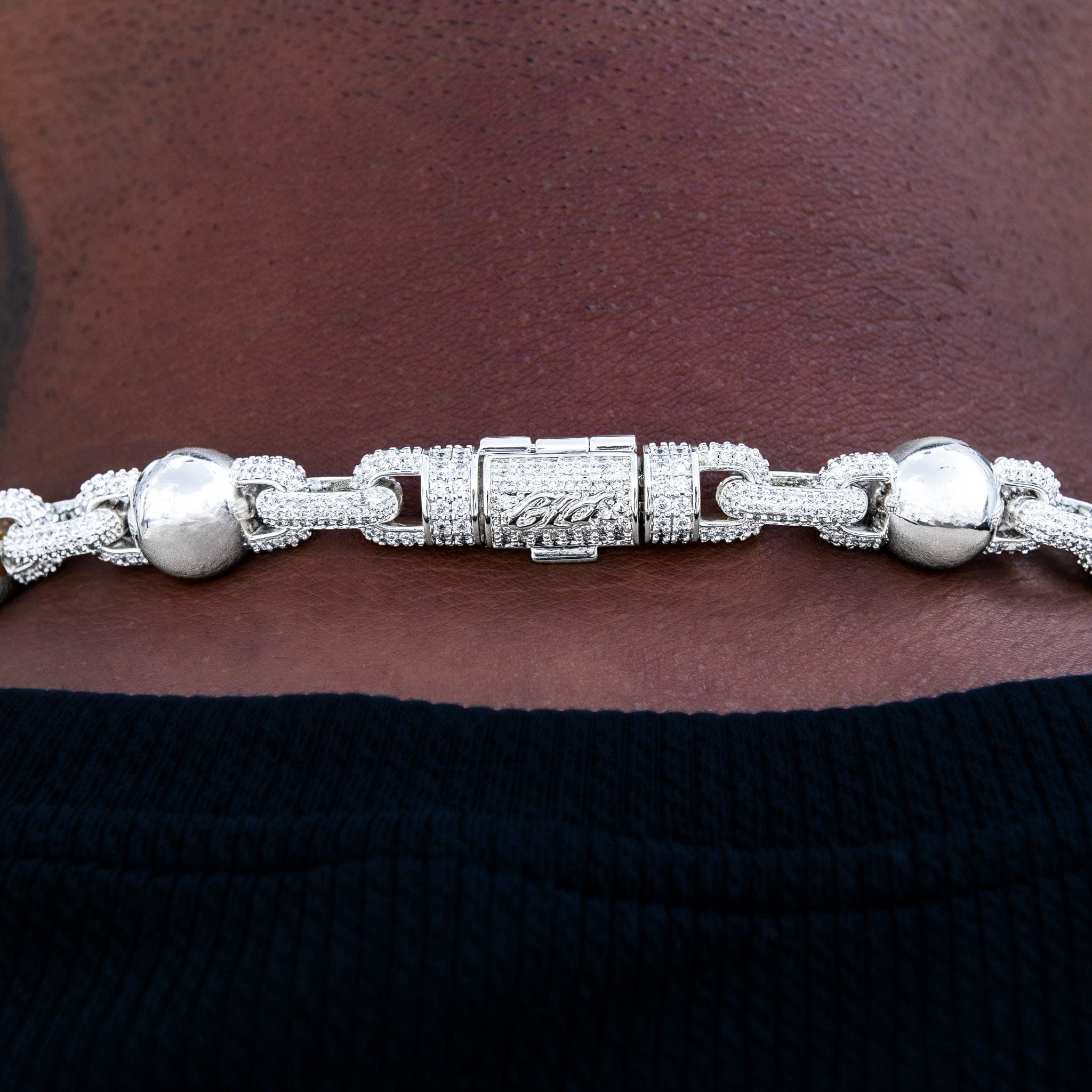 GLD Men Iced Plain Ball Chain in White Gold - 10 mm