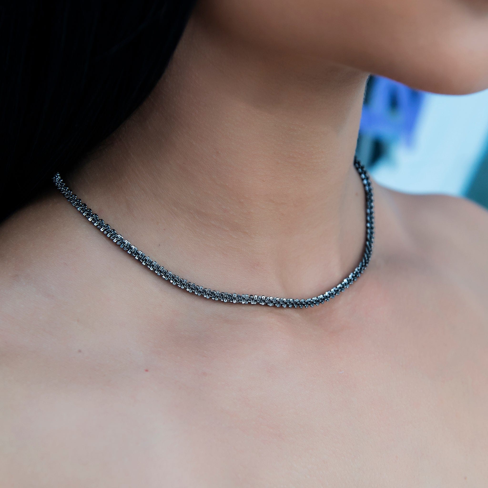 GLD Women Popcorn Necklace in Black - 4 mm