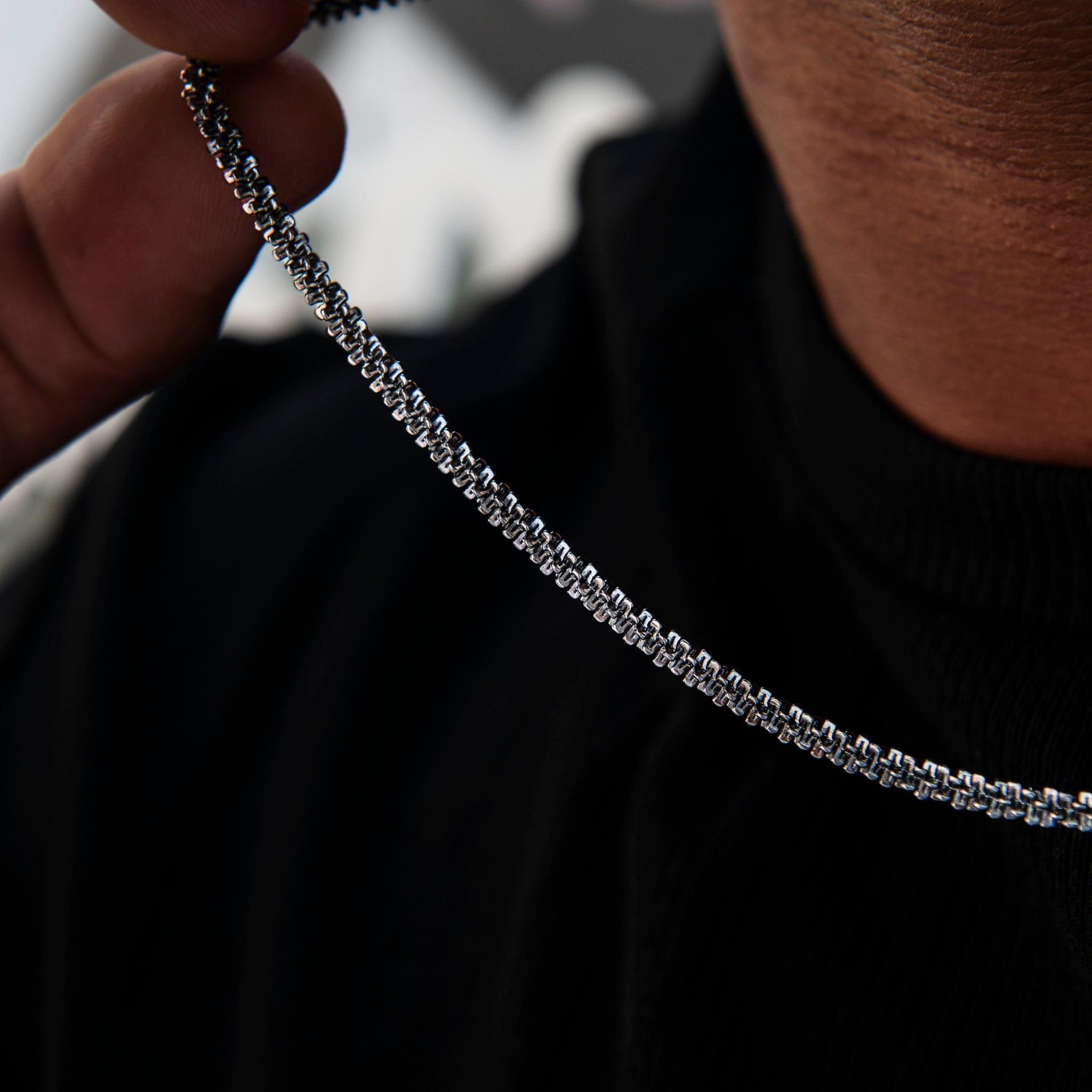 GLD Men Popcorn Chain in Black - 4 mm