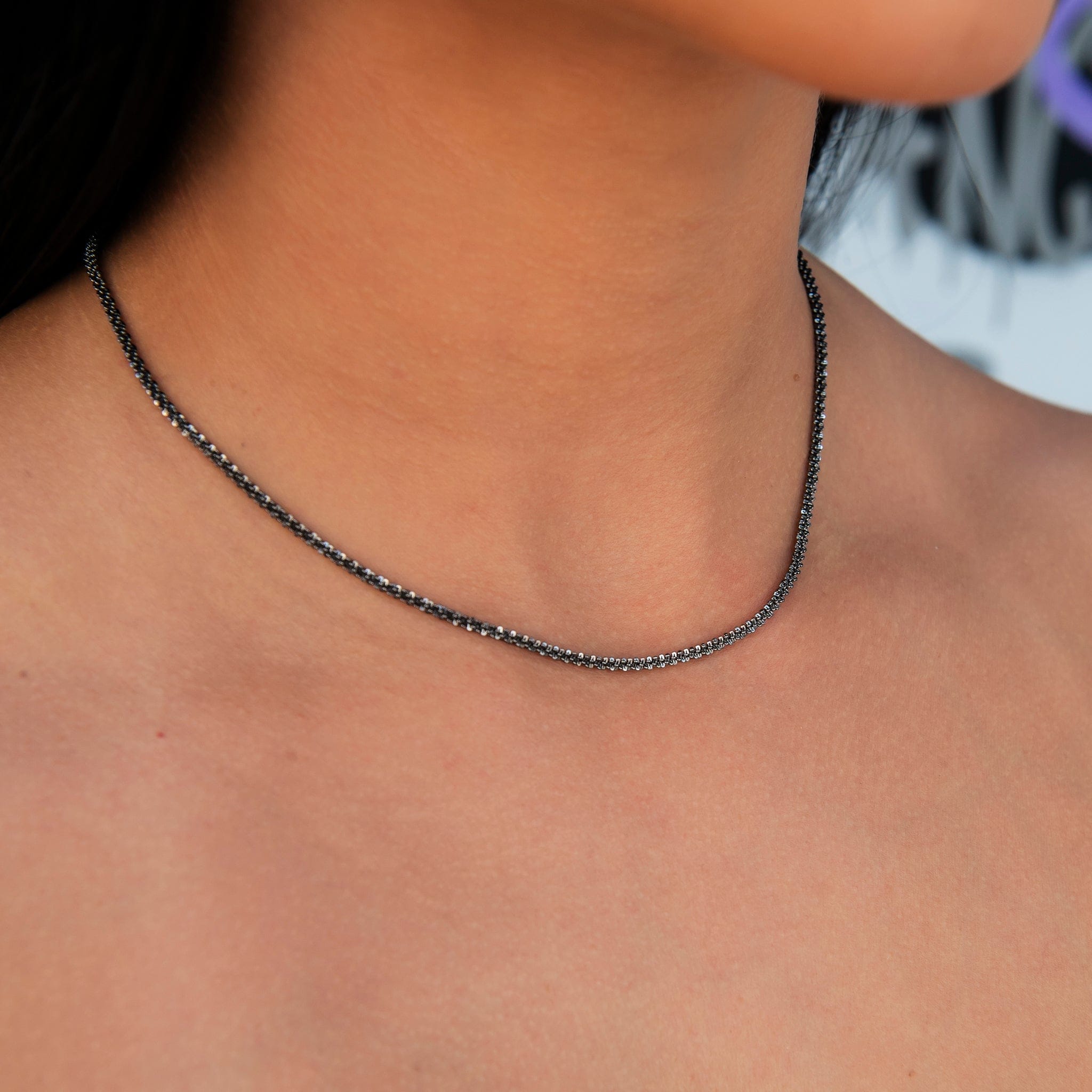 GLD Women Popcorn Necklace in Black - 2 mm