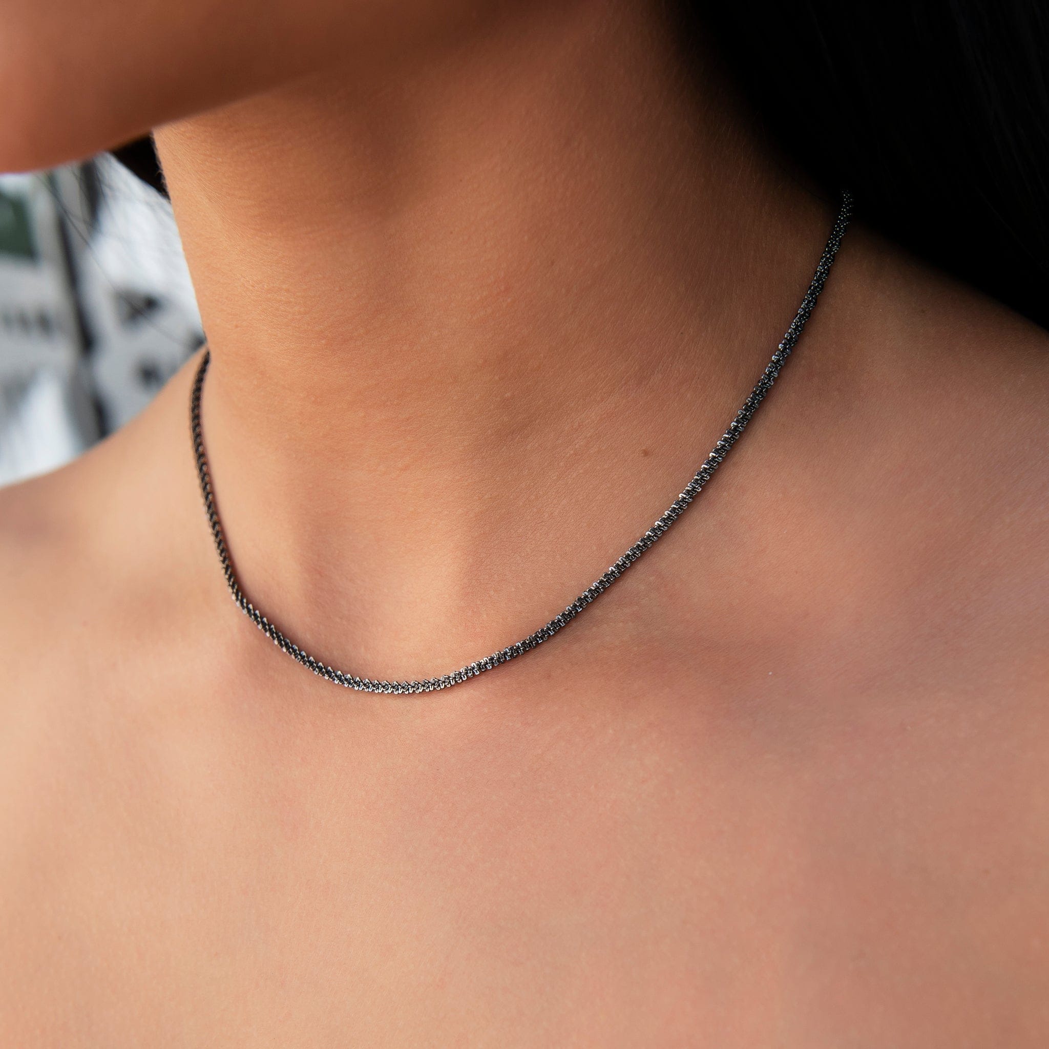 GLD Women Popcorn Necklace in Black - 2 mm