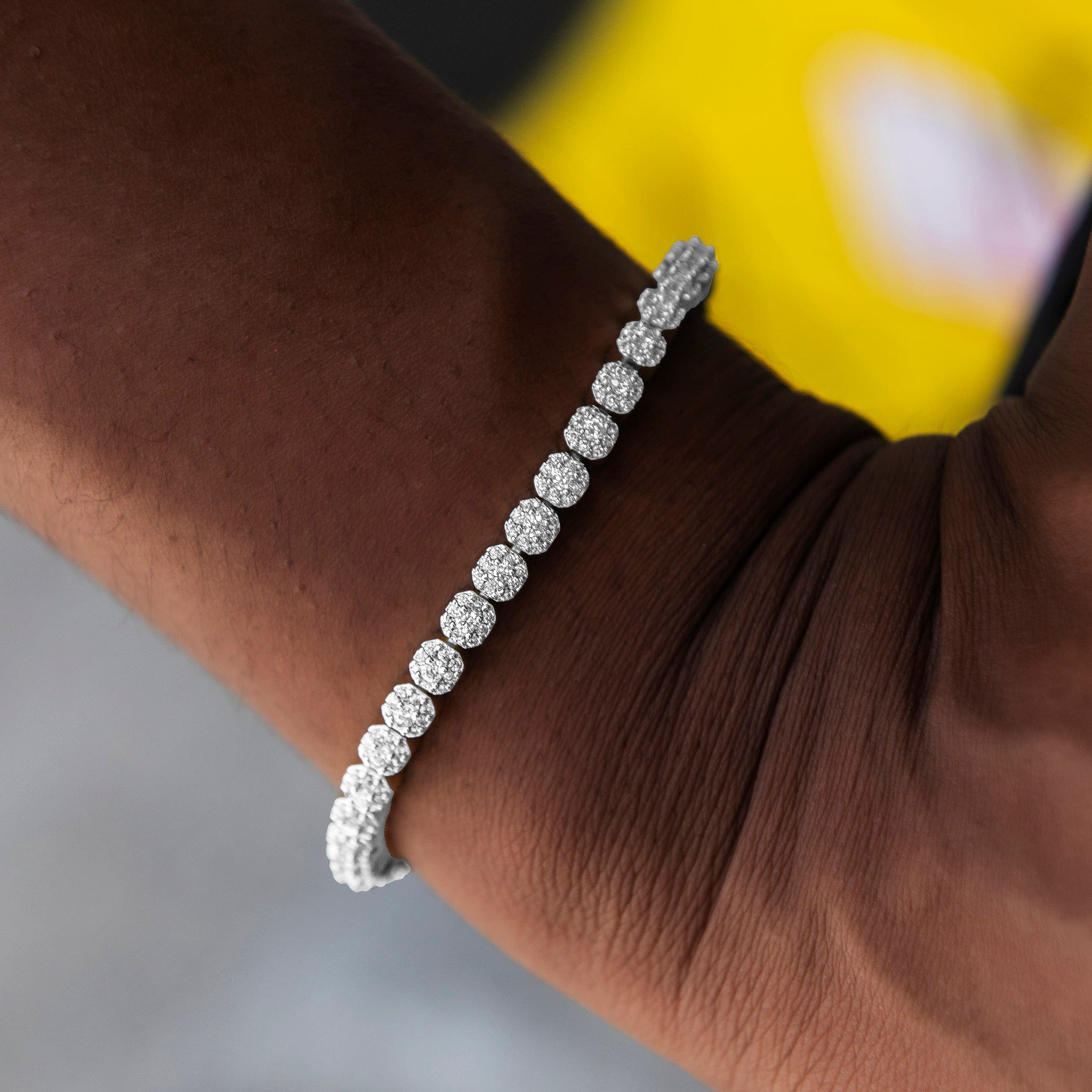 GLD Women Iced Mini Clustered Tennis Bracelet in White Gold