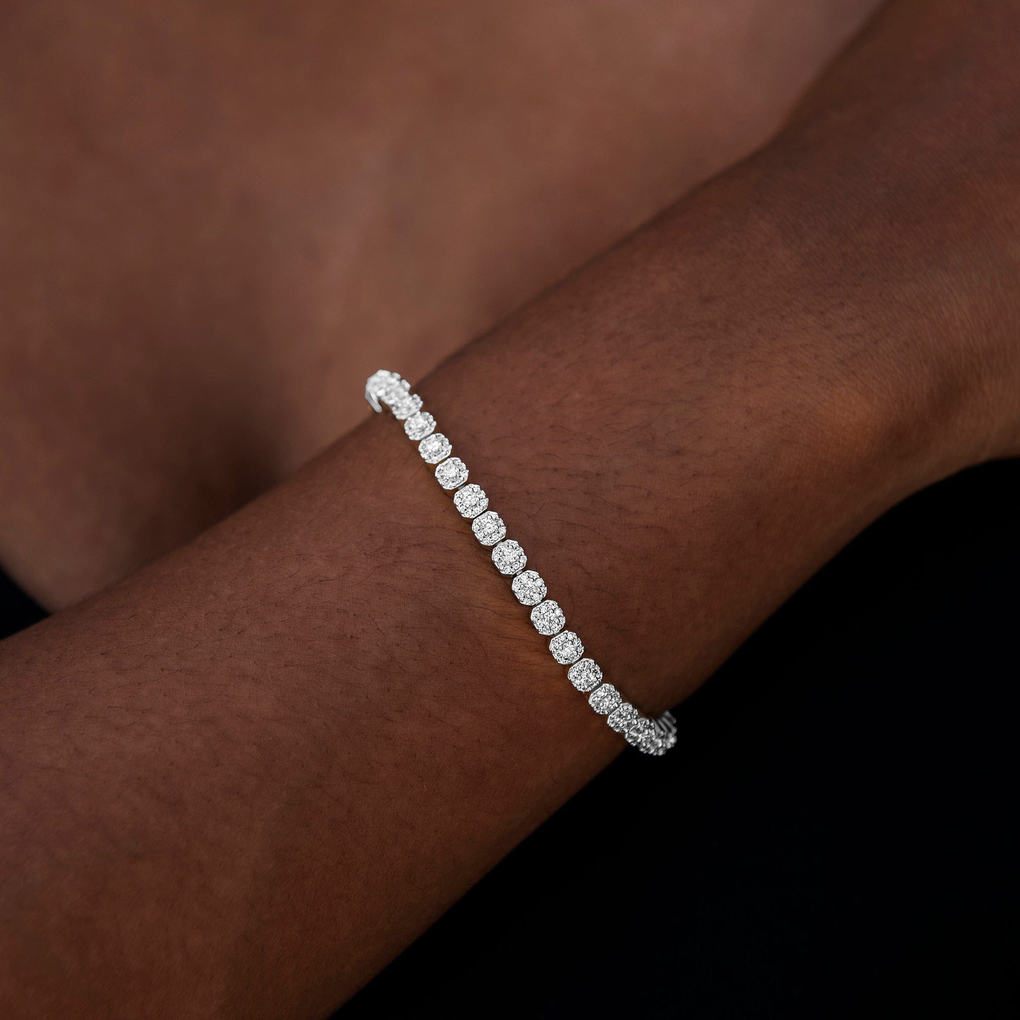 GLD Women Iced Mini Clustered Tennis Bracelet in White Gold
