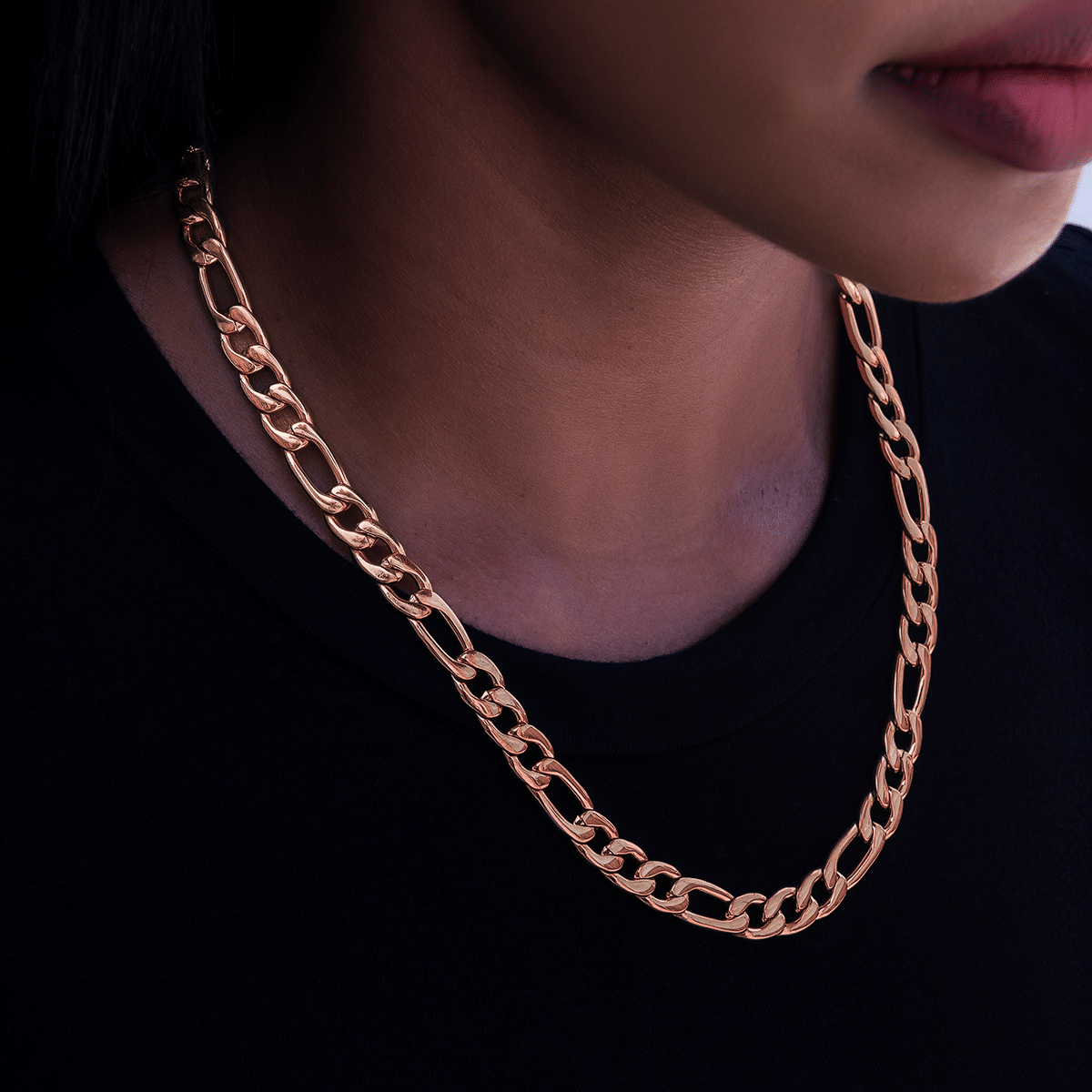 GLD Women Figaro Necklace in Rose Gold - 9 mm