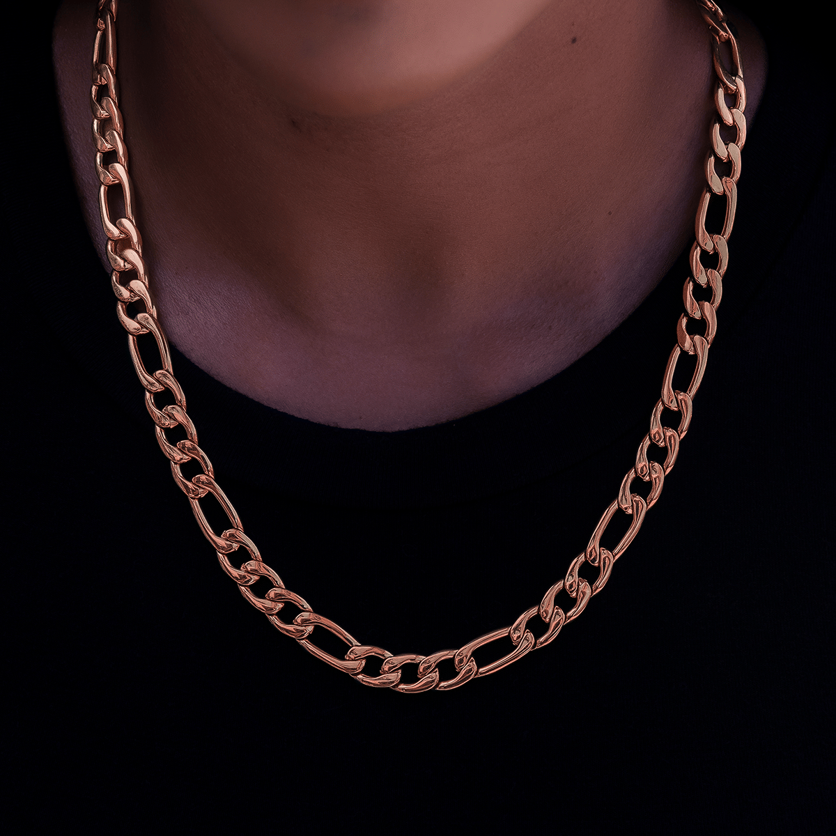 GLD Women Figaro Necklace in Rose Gold - 9 mm