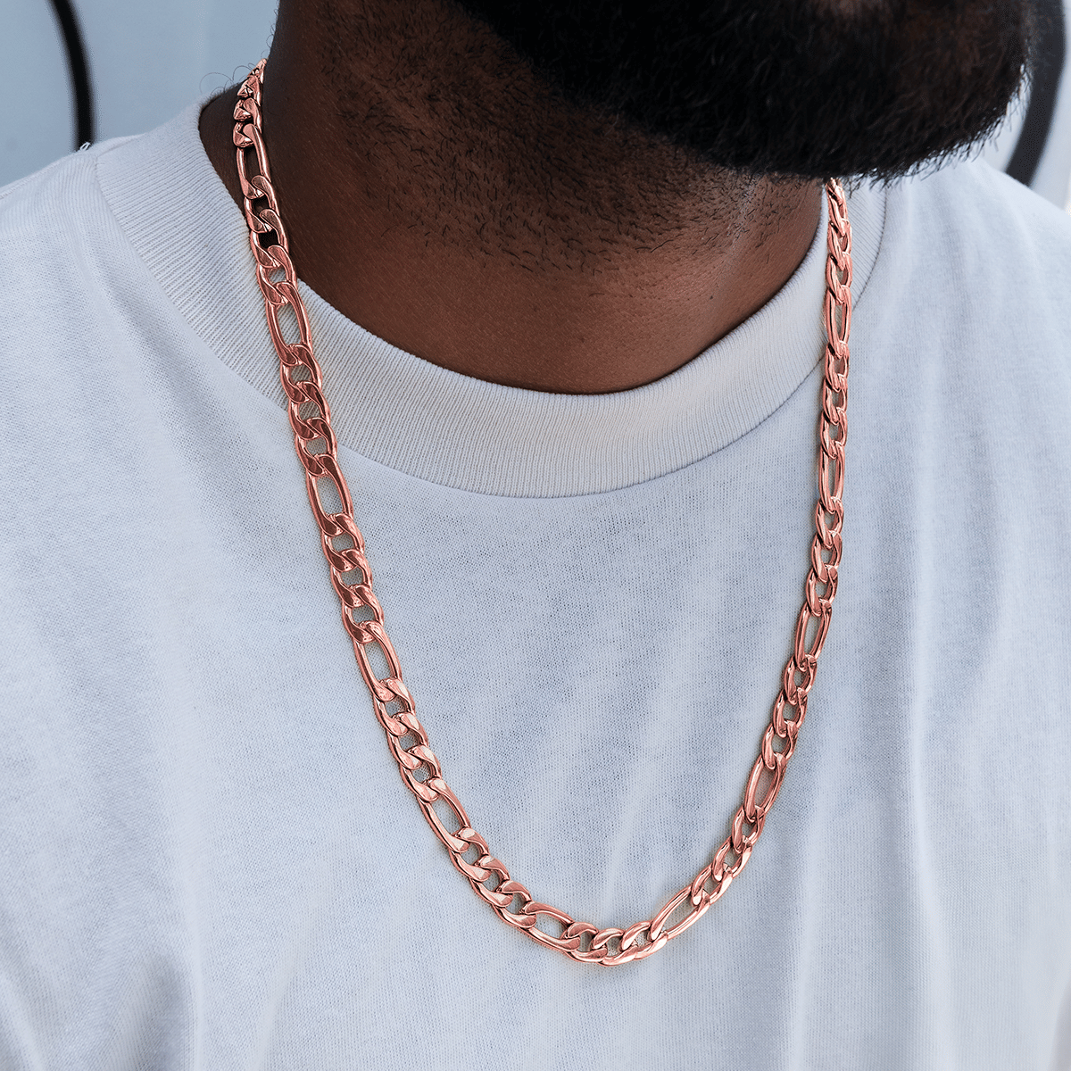 GLD Men Figaro Chain in Rose Gold - 9 mm