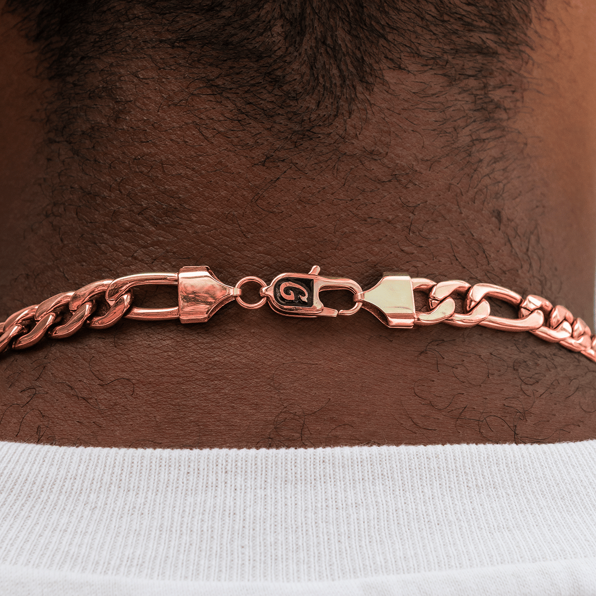 GLD Men Figaro Chain in Rose Gold - 9 mm