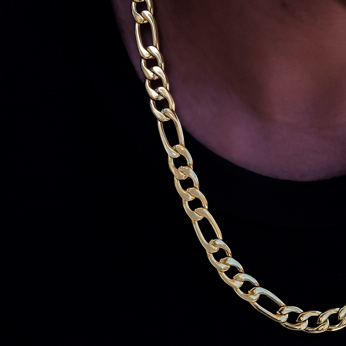GLD Women Figaro Necklace in Yellow Gold - 9 mm