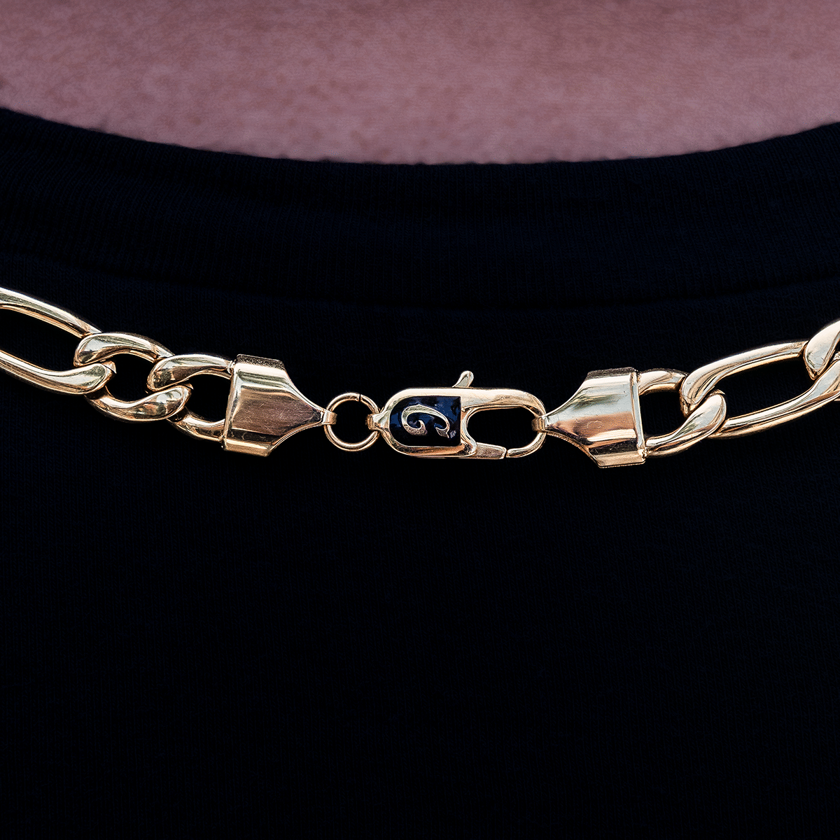 GLD Women Figaro Necklace in Yellow Gold - 9 mm