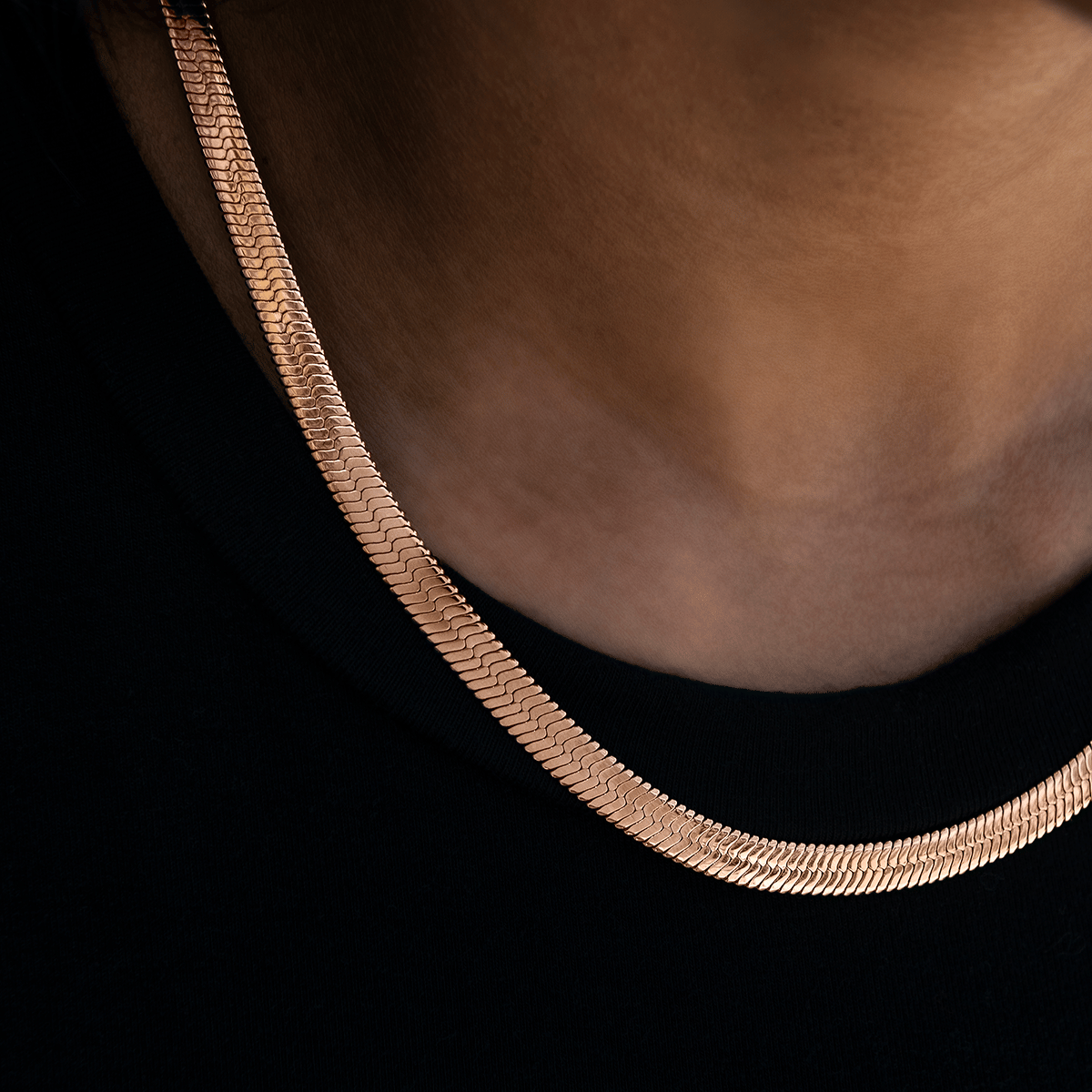 GLD Women Herringbone Necklace in Rose Gold - 8 mm