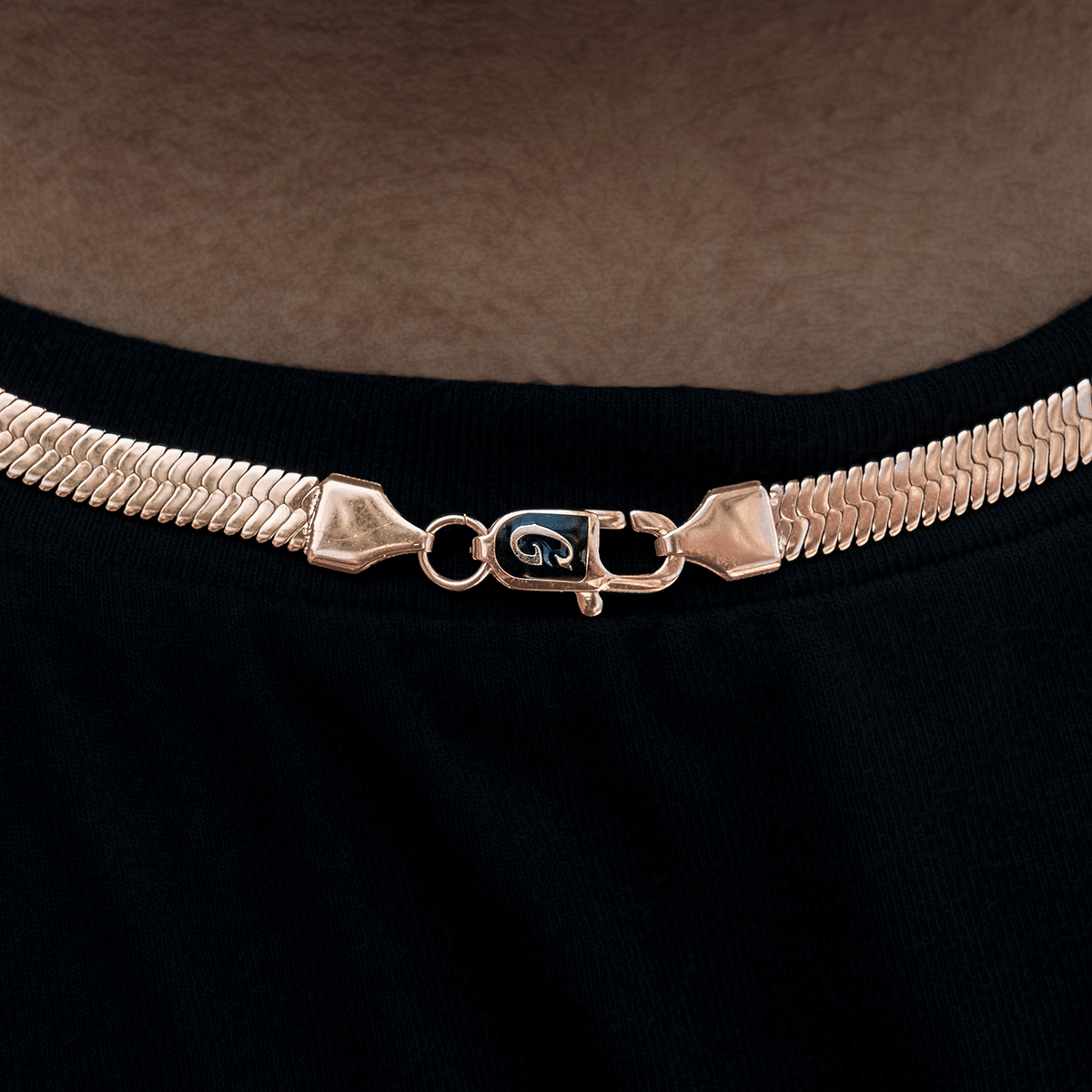 GLD Women Herringbone Necklace in Rose Gold - 8 mm