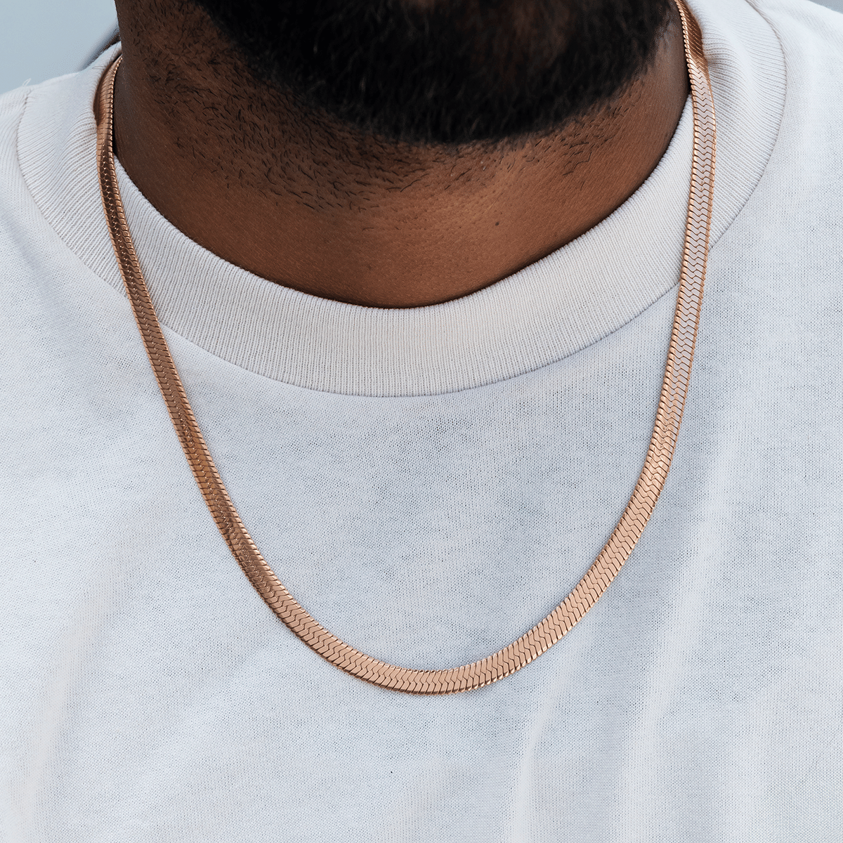 GLD Men Herringbone Chain in Rose Gold - 8 mm