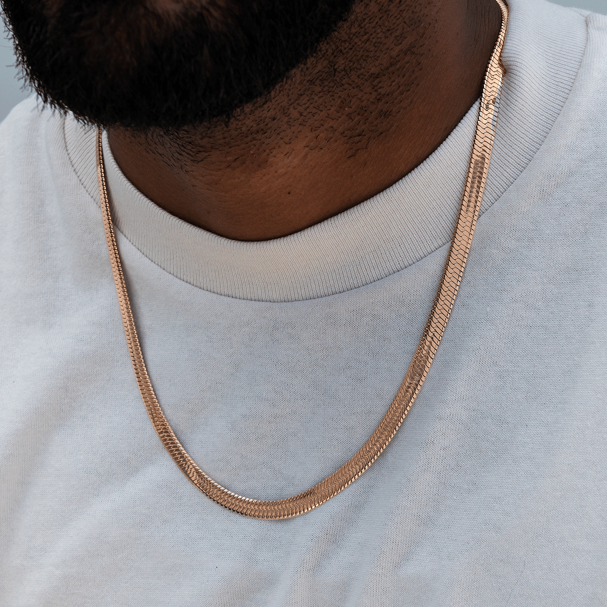 GLD Men Herringbone Chain in Rose Gold - 8 mm