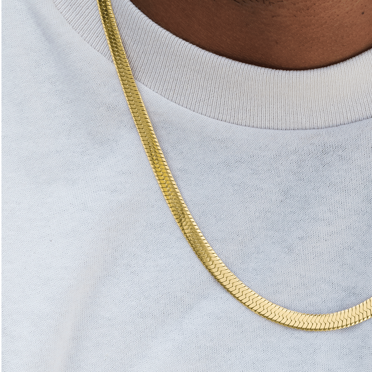 GLD Men Herringbone Chain in Yellow Gold - 8 mm