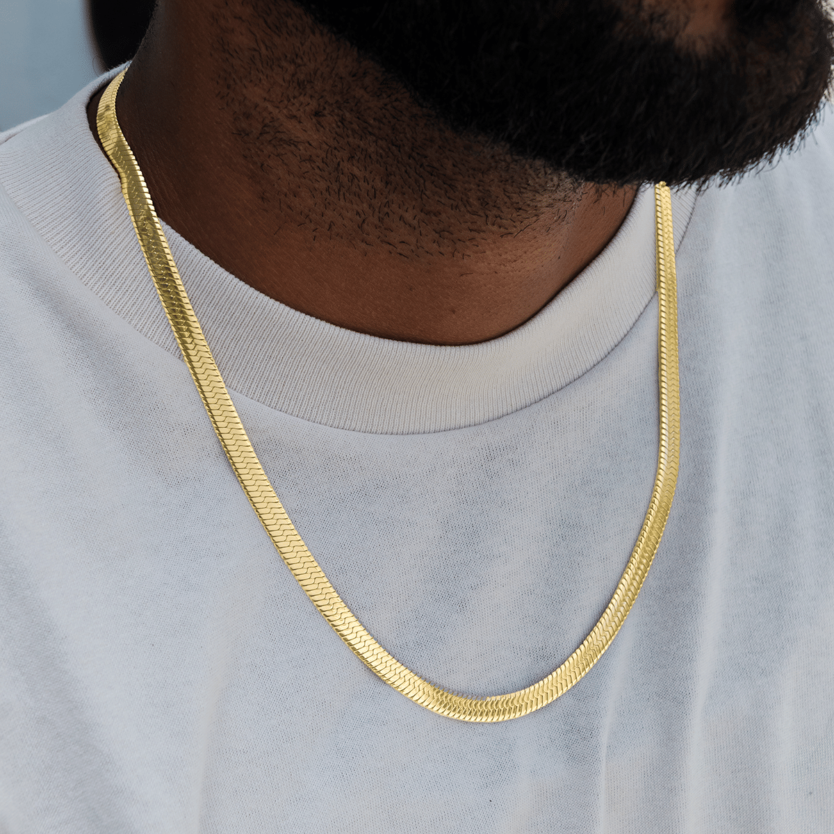 GLD Men Herringbone Chain in Yellow Gold - 8 mm