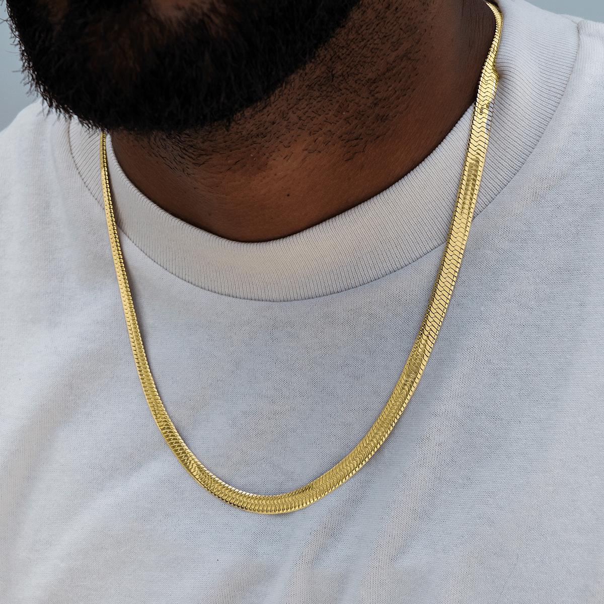 GLD Men Herringbone Chain in Yellow Gold - 8 mm