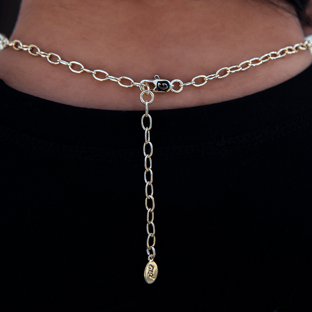 GLD Women Pearl Ruby Gemstone Lariat Necklace in Yellow Gold