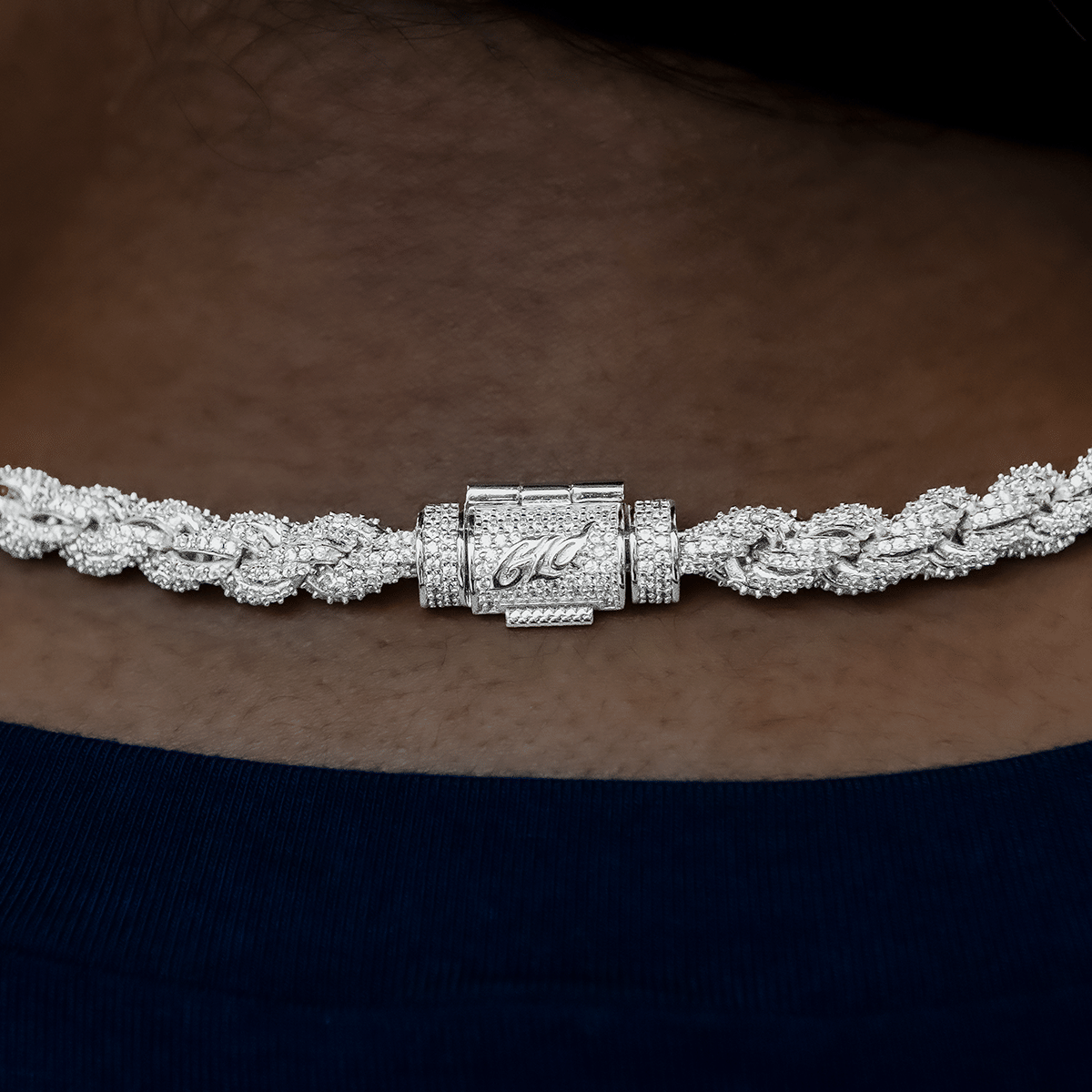 GLD Women Diamond Rope Necklace in White Gold - 8 mm