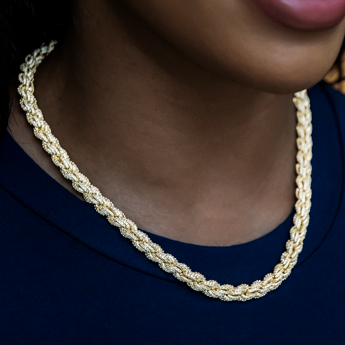 GLD Women Diamond Rope Necklace in Yellow Gold - 8 mm